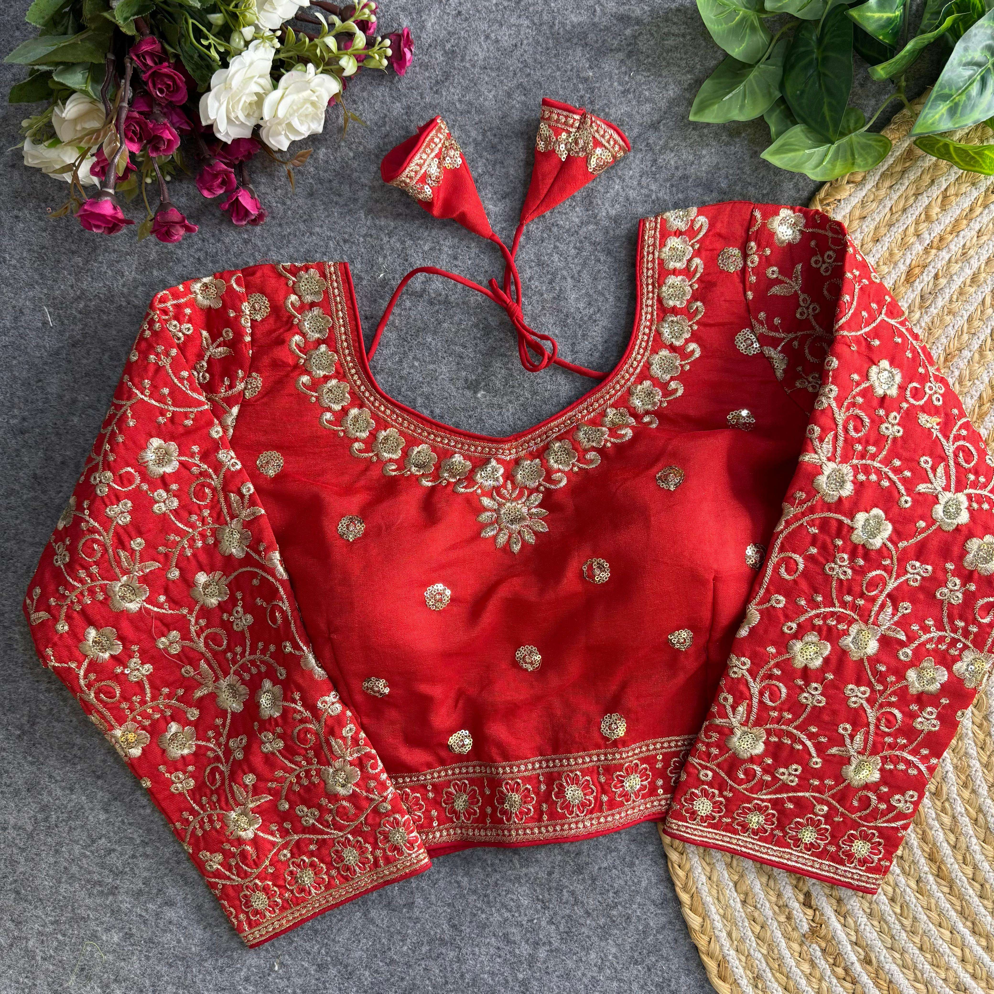 Embroidery work Silk fabric Function special Stich blouse be...