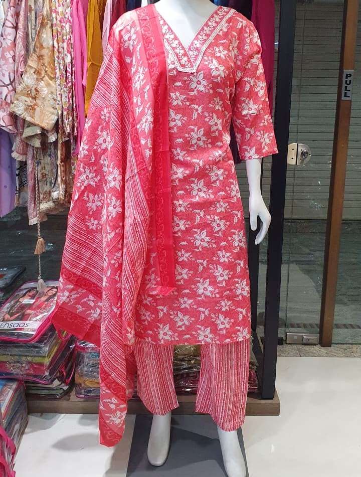 FAT WOMEN BIG SIZE COTTON DESIGNER V NECK SALWAR SUIT EXPORT...