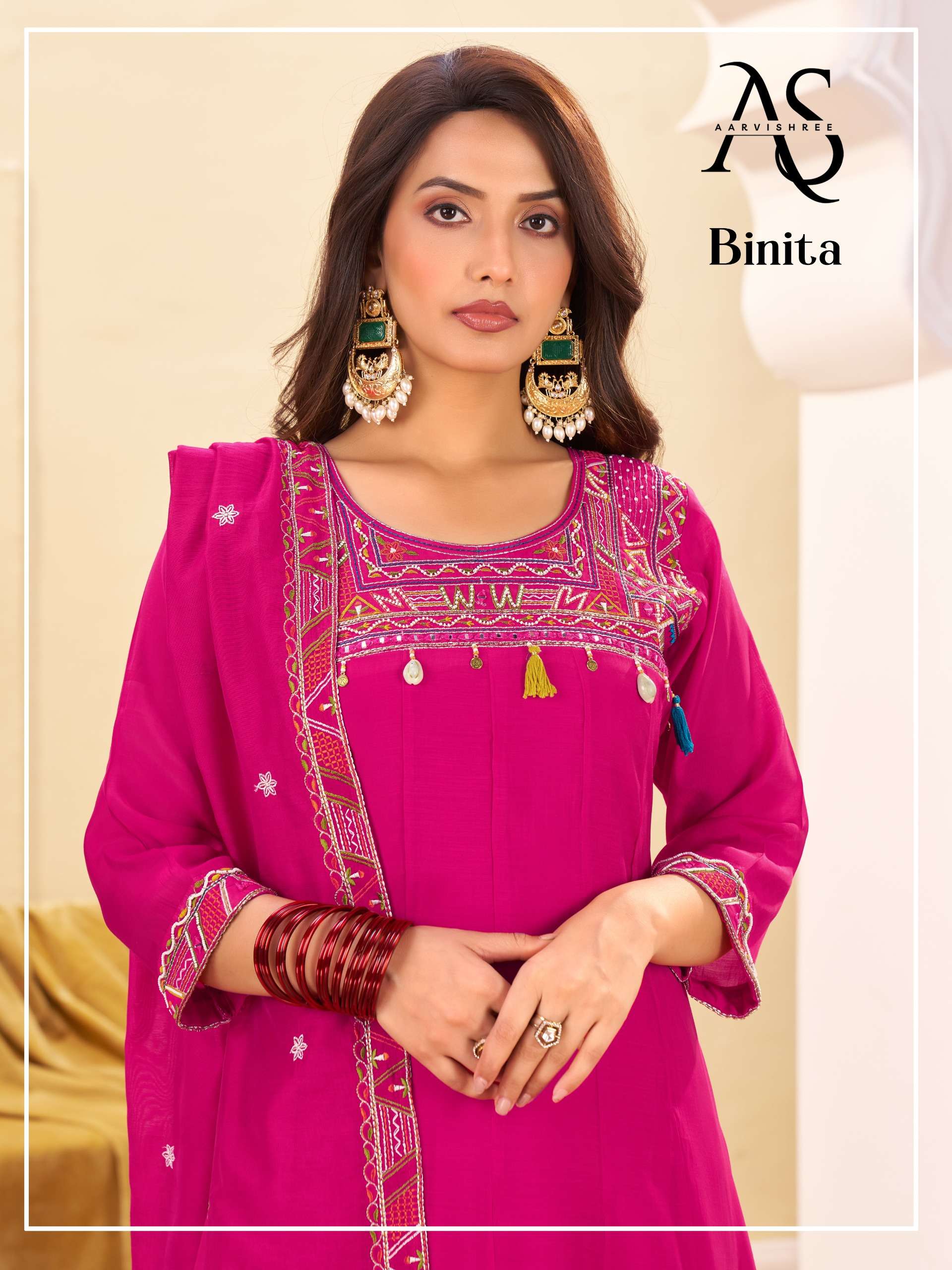 AS BINITA FESTIVAL SIMPLE AND DESIGNER NECK KURTI PANT SUIT ...