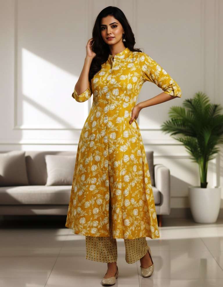 FLORAL PRINT KURTI PANT CORD SET STYLE OFFICE PERFECT CLOTH ...