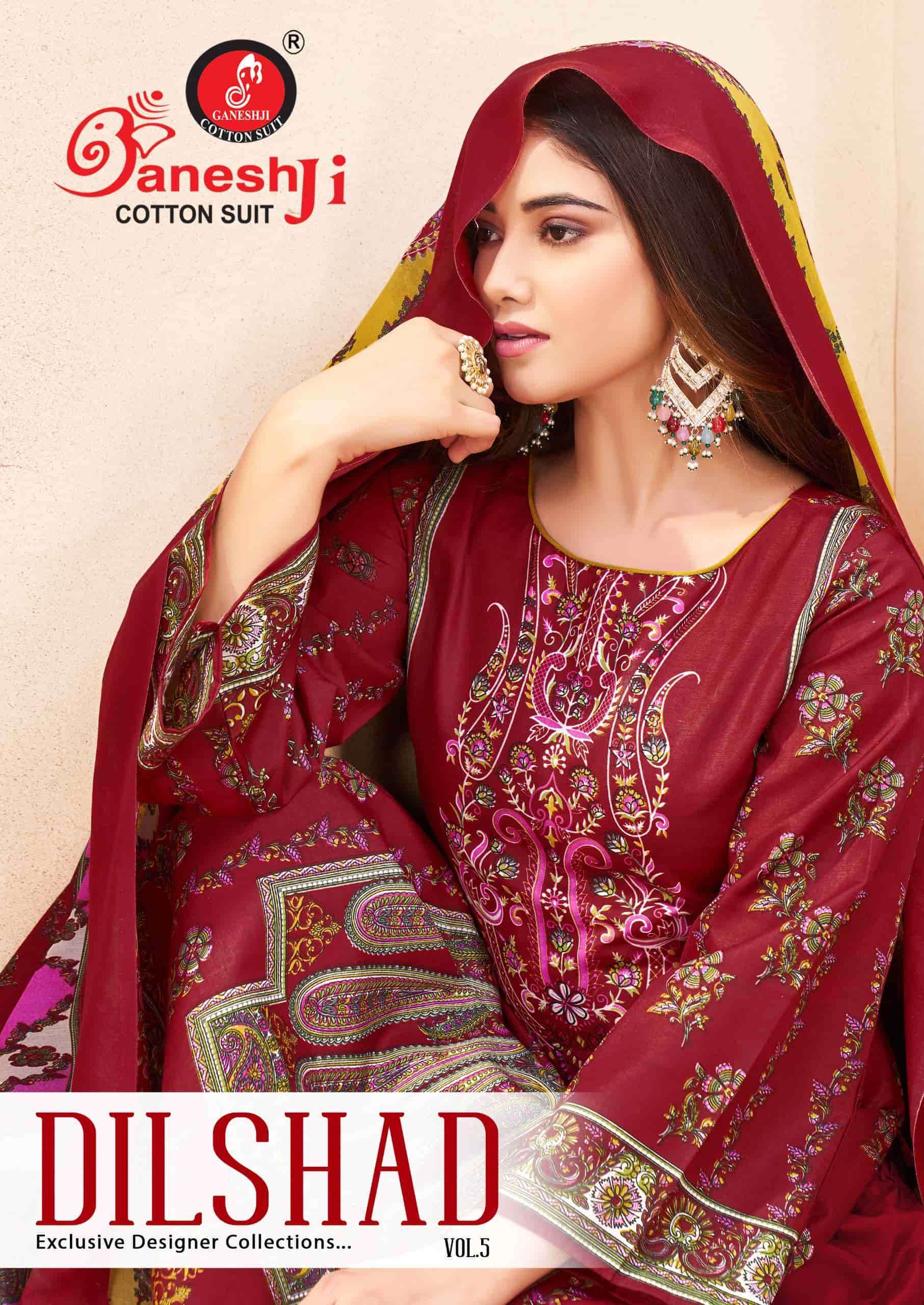 GANESHJI DILSHAD VOL 5 PAKISTANI PRINT REGULAR COTTON SUIT W...