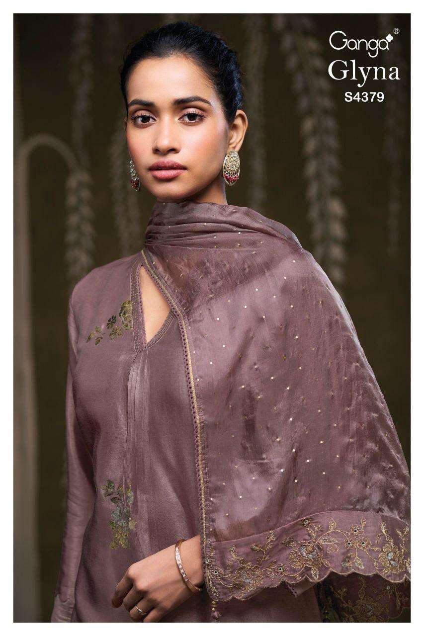 GANGA GLYNA 4379 FOIL PRINTED LACE ON DAMAN WITH CROCHET LAC...