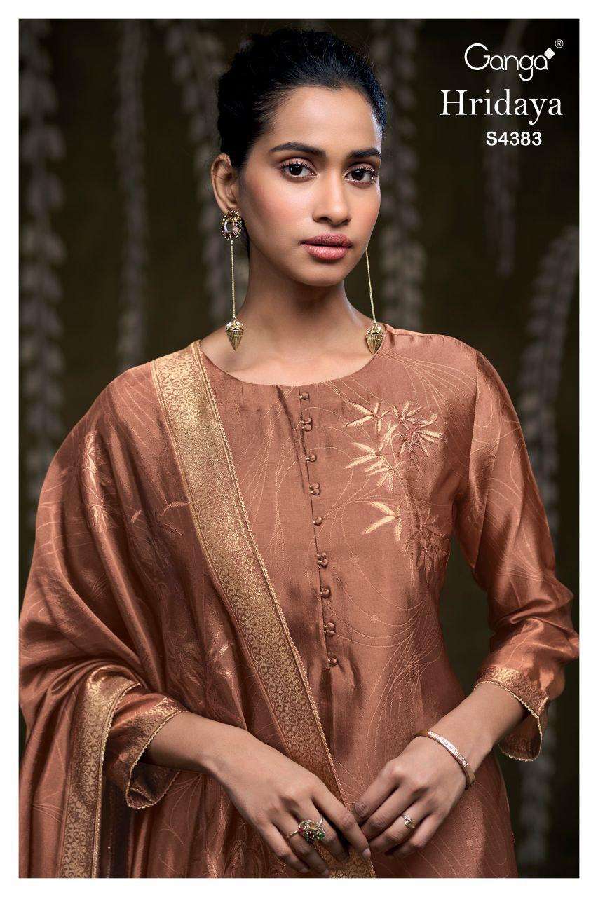 GANGA HRIDAYA 4383 SILK JACQUARD WITH HAND WORK 3 PIECE SUIT...
