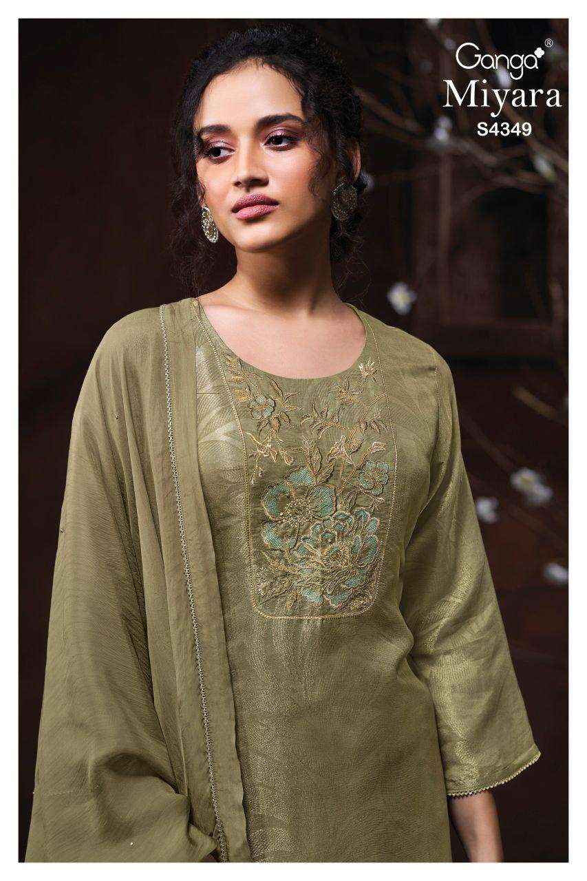 GANGA MIYARA 4349 SILK JACQUARD WITH EMBROIDERY FANCY SUIT C...