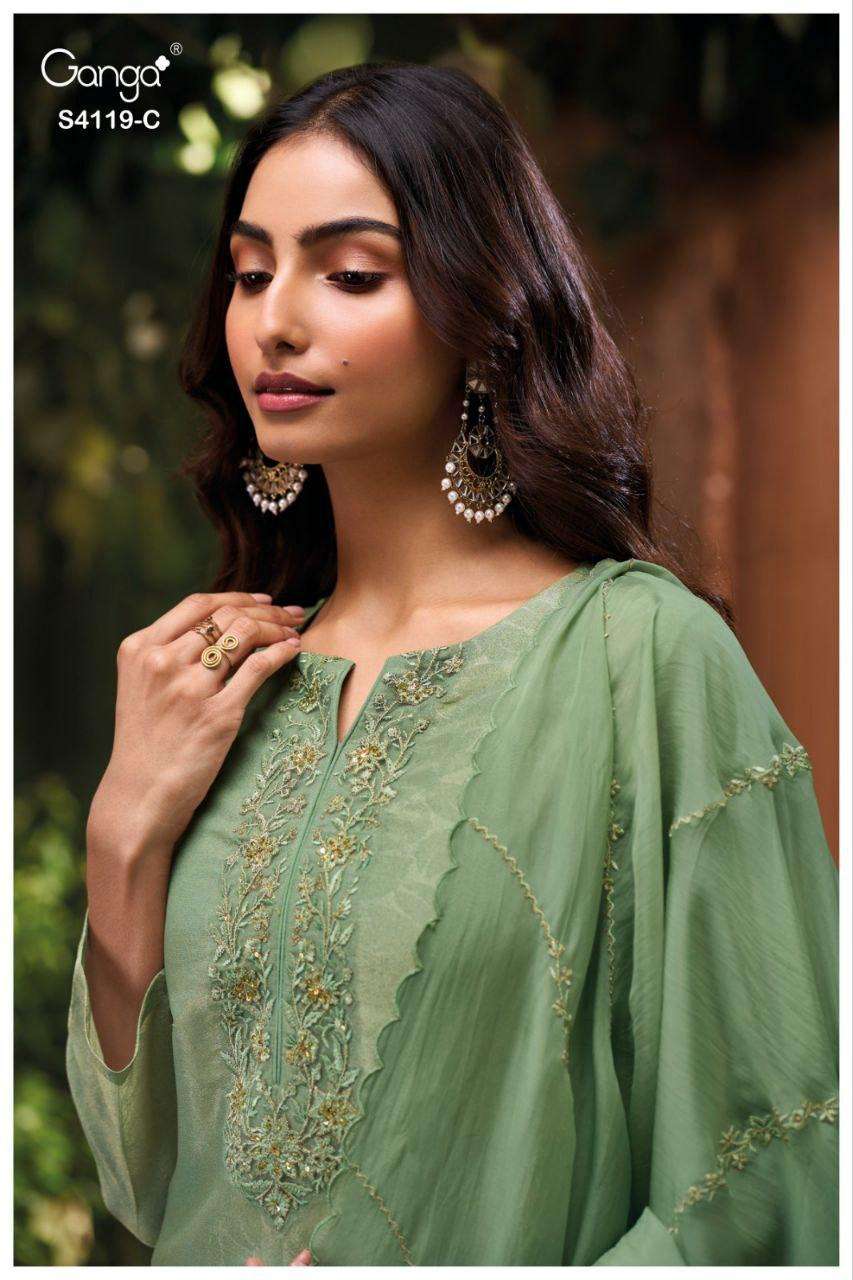 GANGA QYRA 4119 SILK JACOUARD SOLID COLOR LADIES DRESS BEST ...