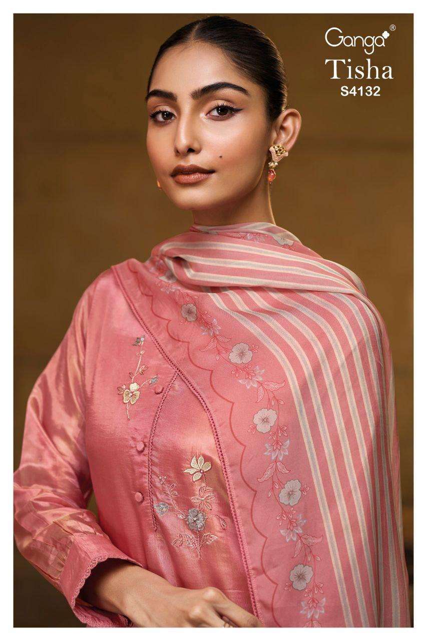 GANGA TISHA 4132 JACOUARD SOLID COLOR WITH EMBROIDERY SALWAR...