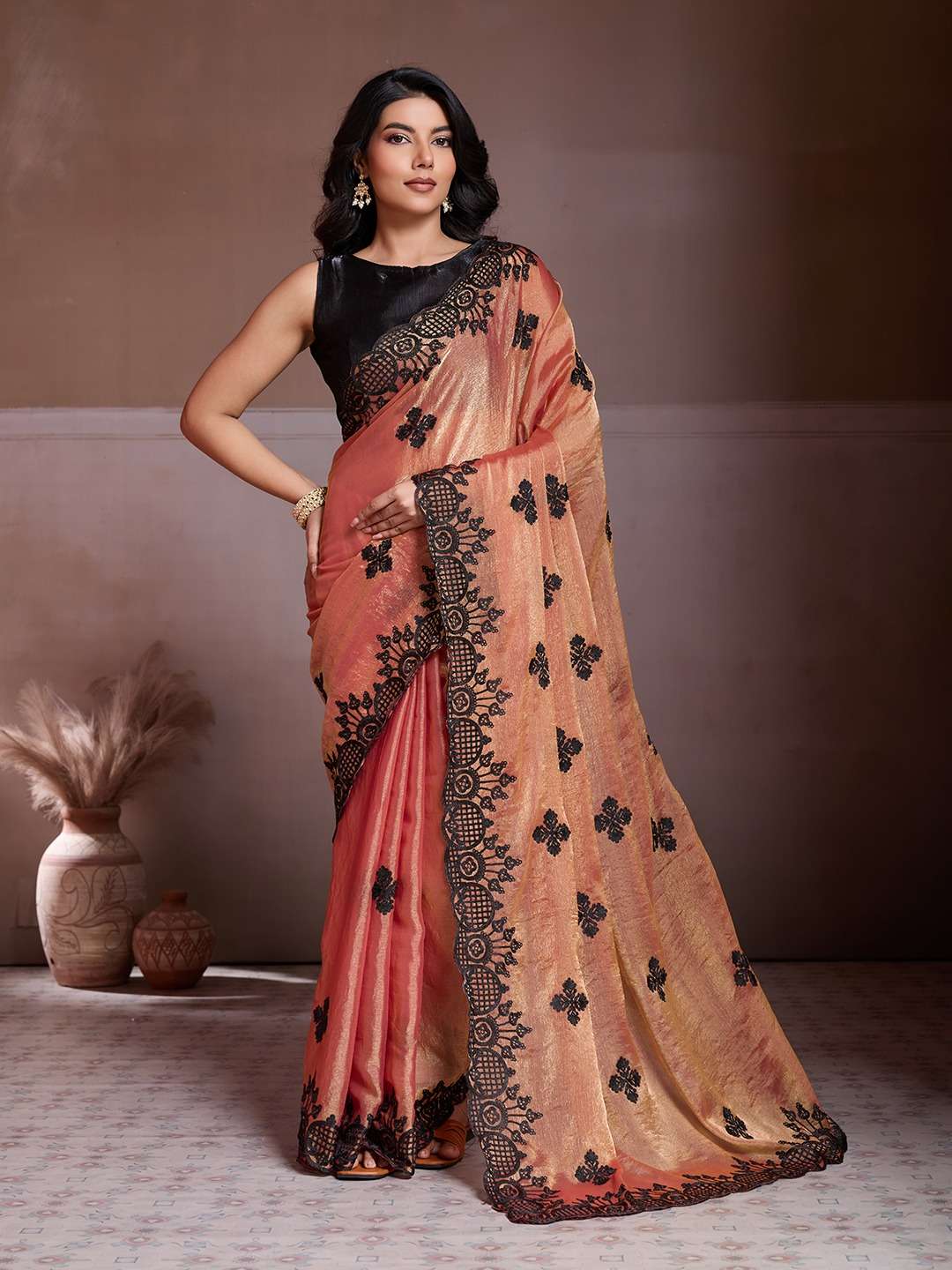 Grow Chiffon fabric party wear look saree best online collec...