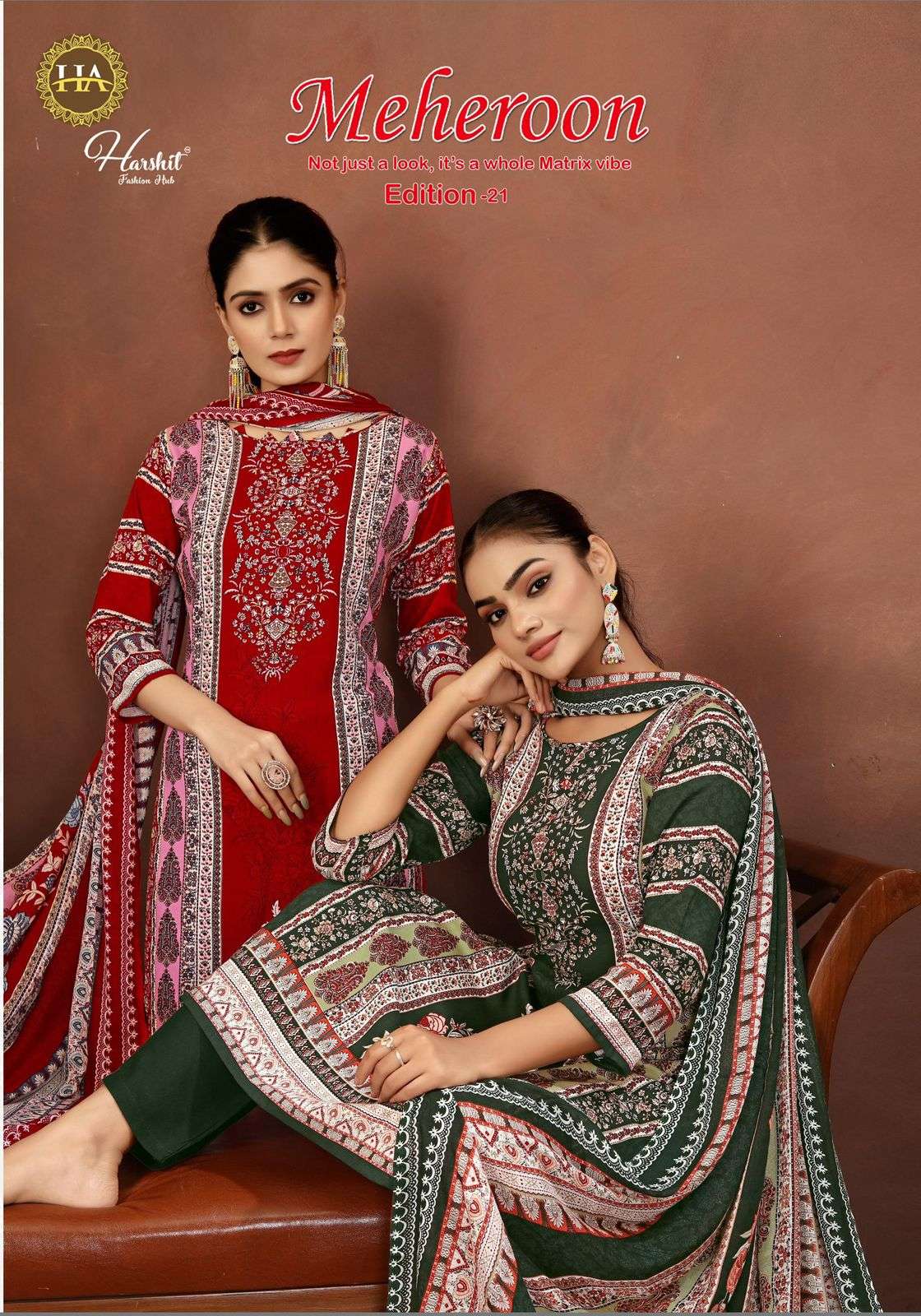 HARSHIT FASHION MEHEROON VOL 21 EXCLUSIVE RAYON FABRIC DESIG...