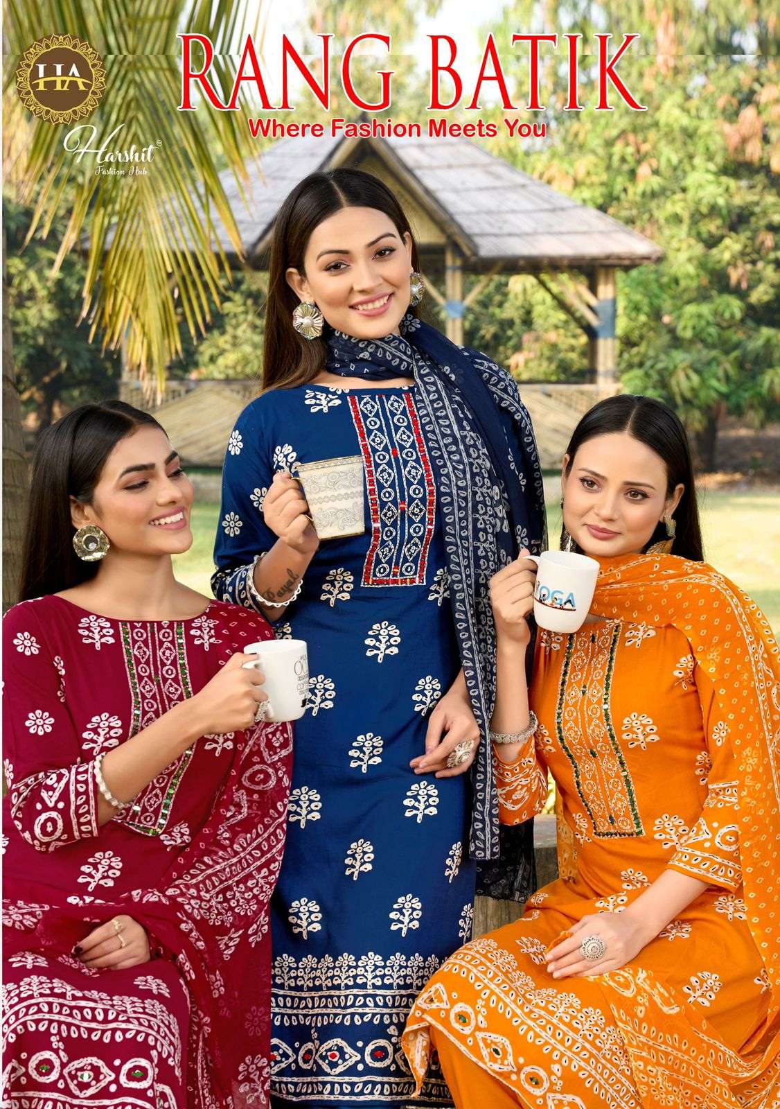 HARSHIT FASHION RANG BATIK RAYON DESIGNER PRINT SALWAR SUIT ...