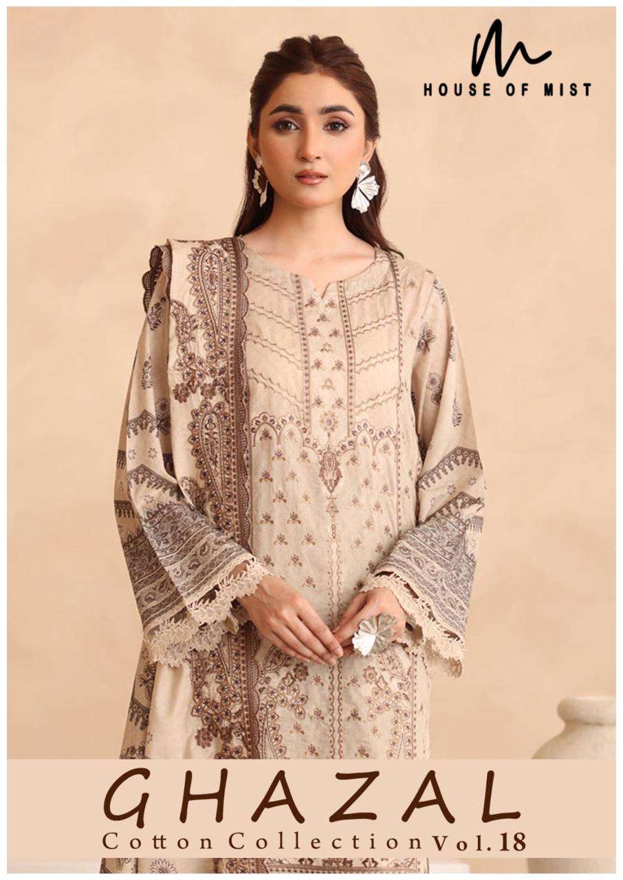 HOUSE OF MIST GHAZAL COLLECTION VOL 18 PURE COTTON PAKISTANI...