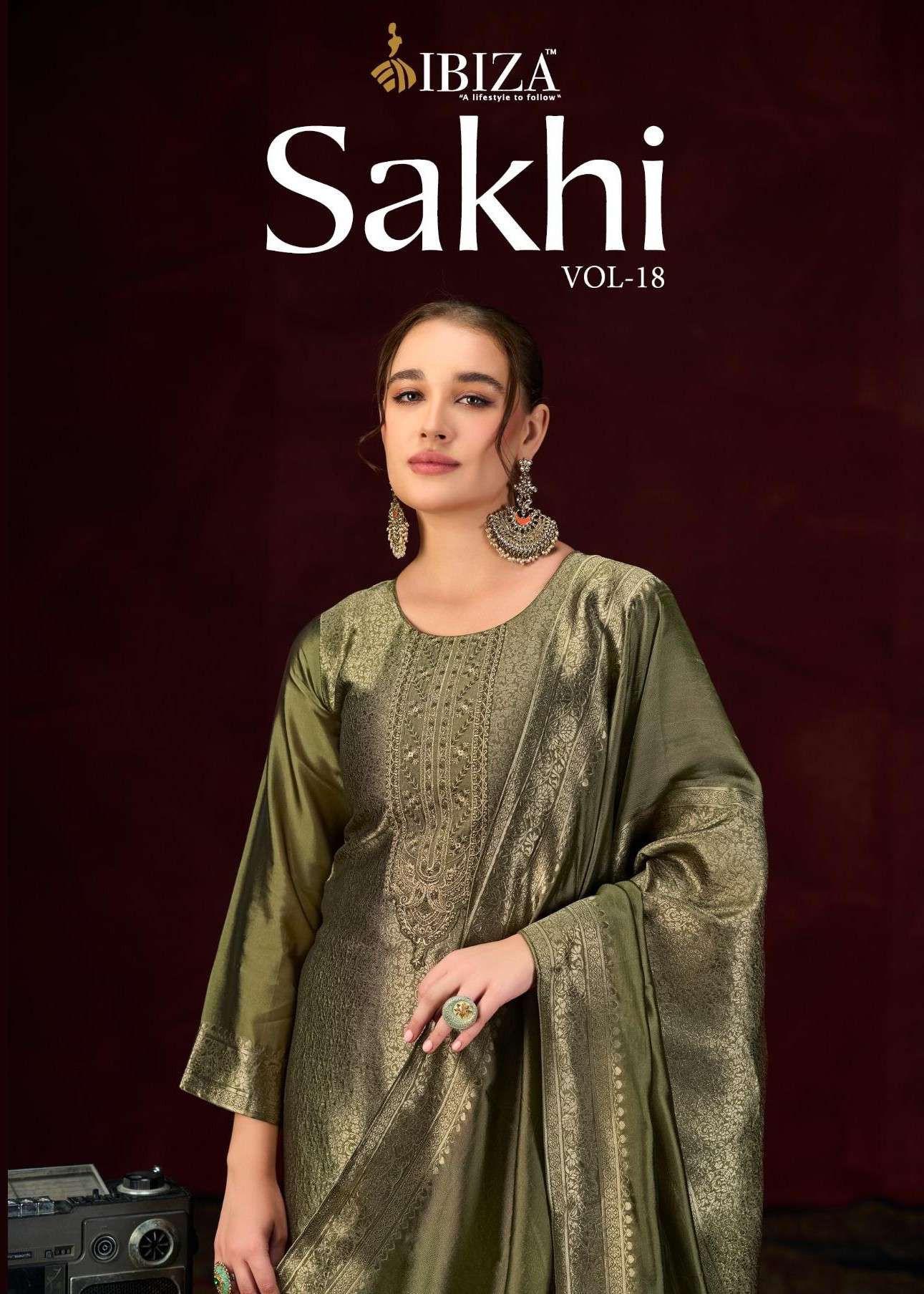 IBIZA SAKHI VOL 18 BANGLORY SILK GOLDEN PRINT SALWAR SUIT PA...