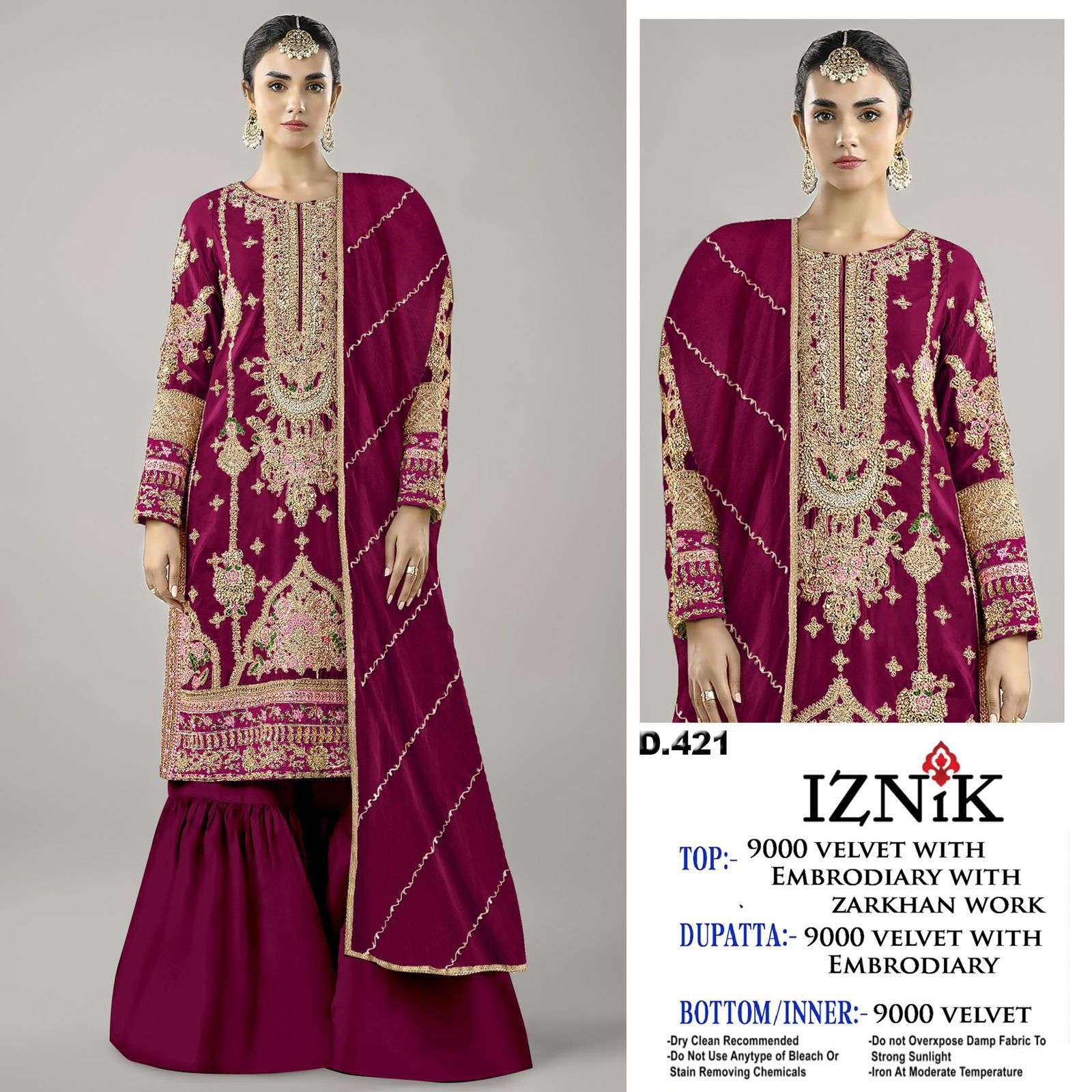 IZNIK FAB A 421 9000 VELVET HEAVY EMBROIDERY PAKISTANI FARSH...