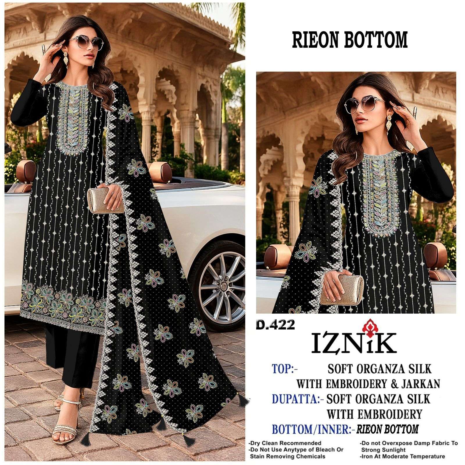 IZNIK FAB A 422 KARACHI DESIGN INDIAN ORGANZA PAKISTANI SUIT...