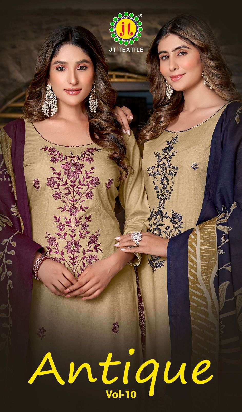 JAMATMAL ANTIQUE VOL 10 RAYON FABRIC SEQUENCE DESIGN SUIT FE...