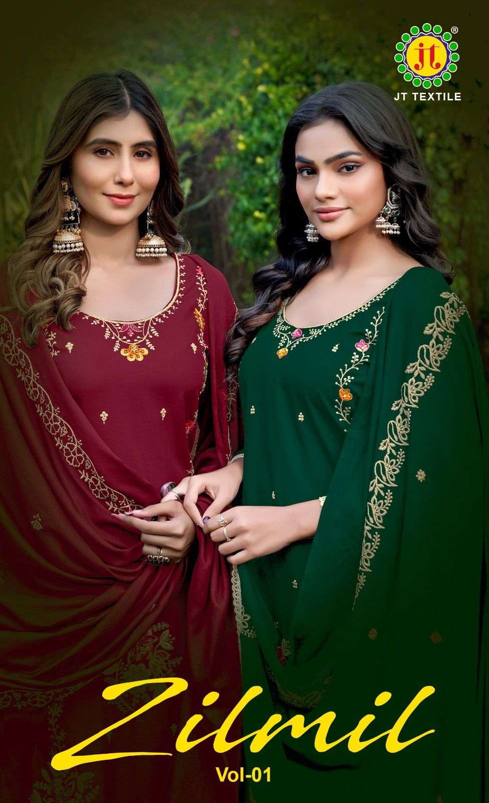 JAMATMAL JILMIL VOL 1 RAYON FABRIC BUTTI EMBROIDERY SALWAR S...
