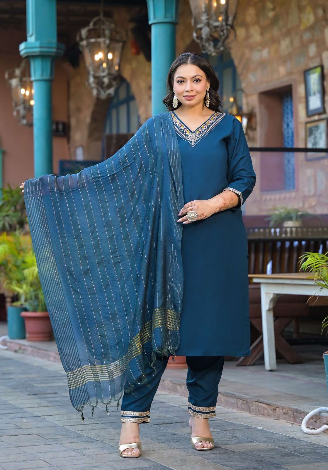 JB FAT WOMEN BIG SIZE RAYON READYMADE 3 PIECE SUIT DEALER
