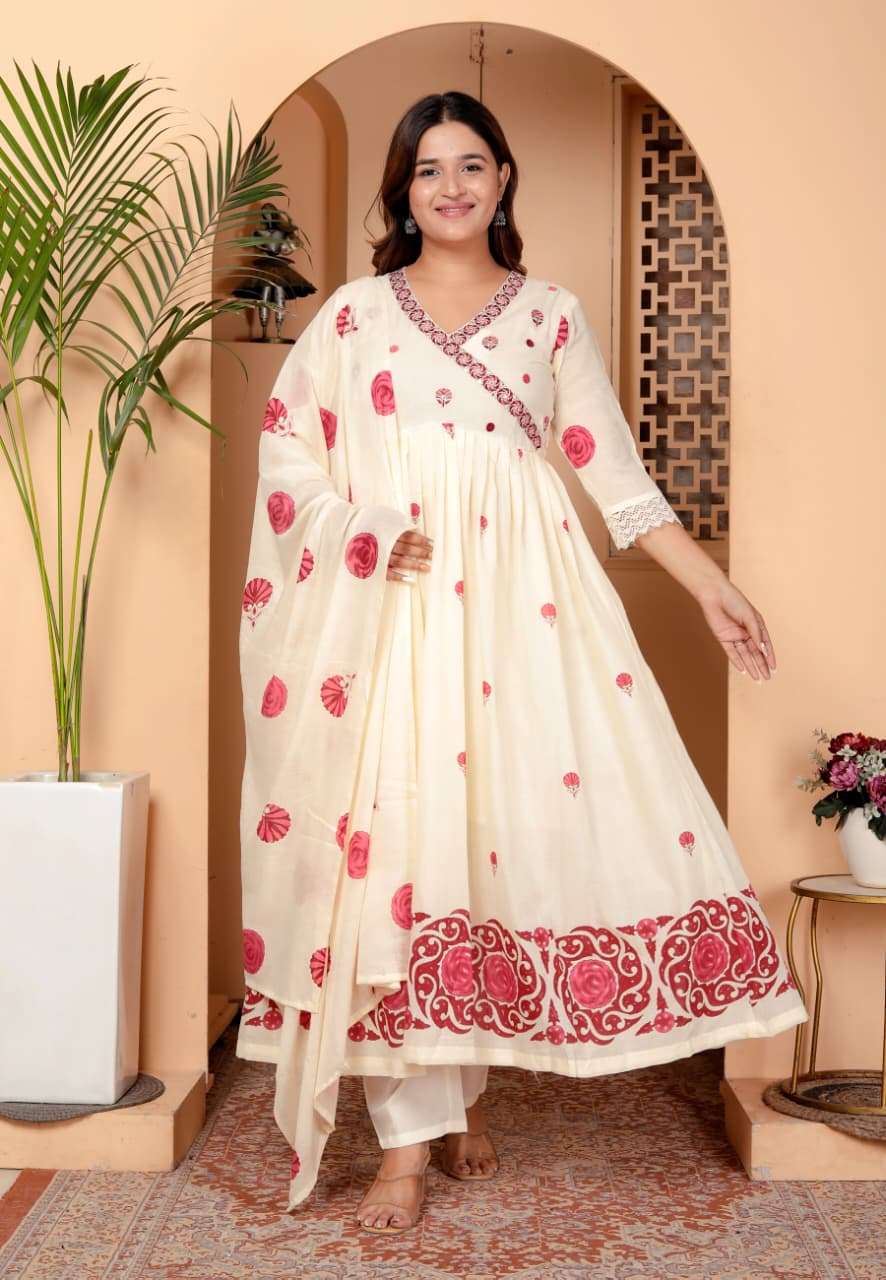 JD SUMMER PERFECT MUL COTTON UMBRELLA FROCK DUPATTA DAILY SH...