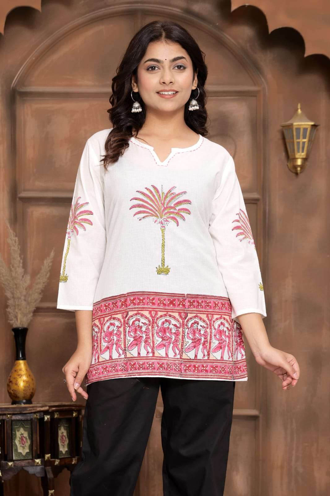 JR MAL COTTON TUNIC COLLECTION WHITE COLORFUL DESIGN DEALER 