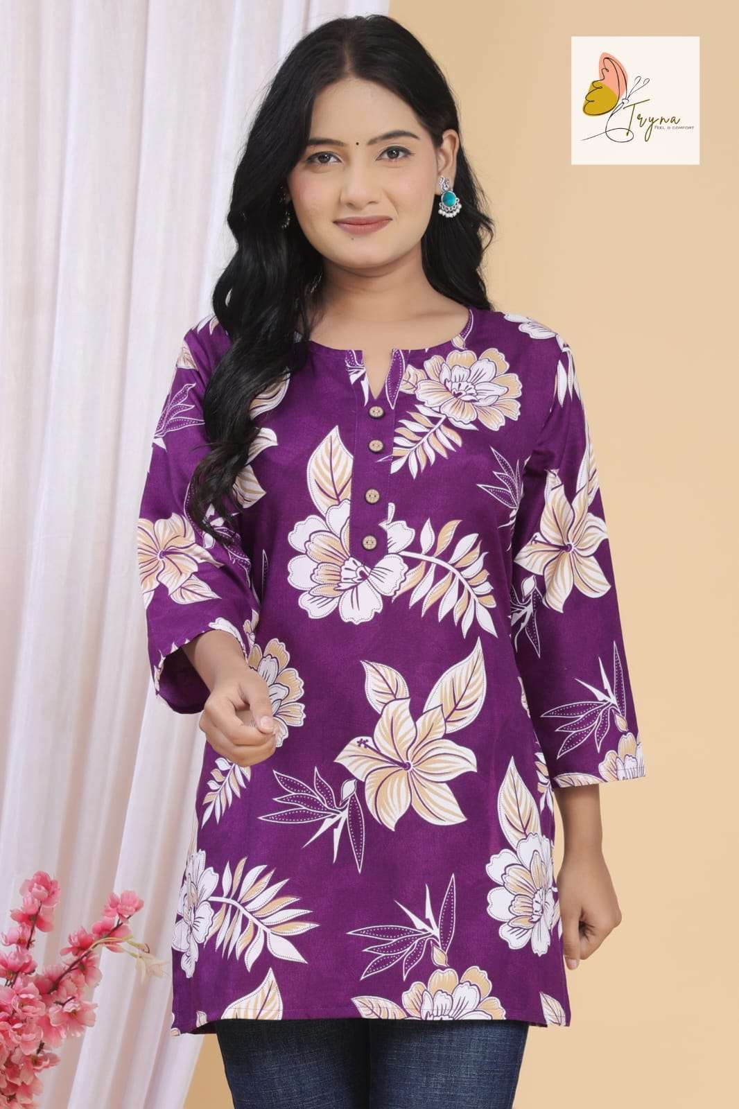 JR RAYON FLOWER PRINT SHORT TOP DAILY FASHION TEXTILE WHOLES...