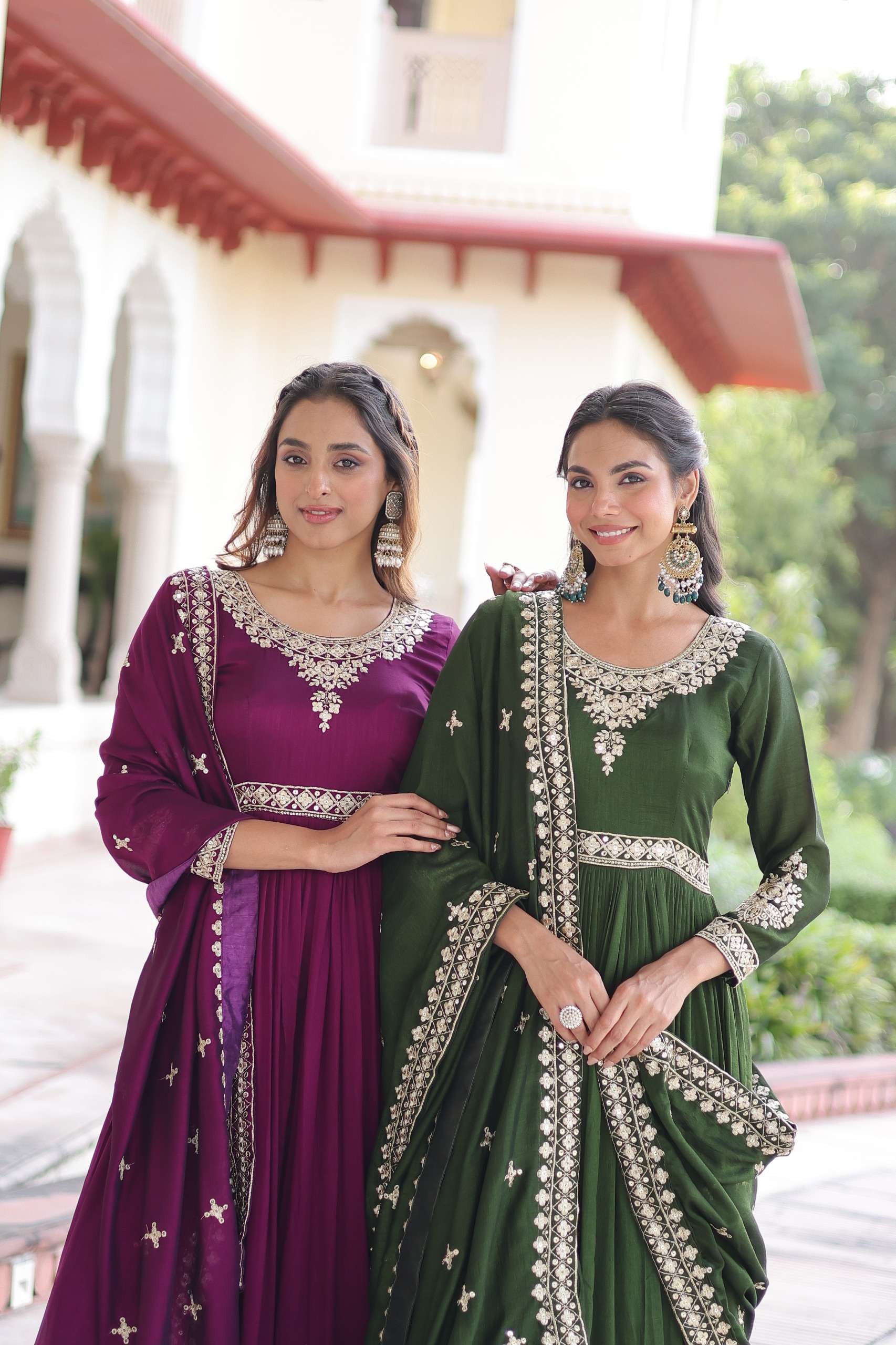 KA 1215 Vichitra Silk EMbroidery Work Anarkali Style Stich S...