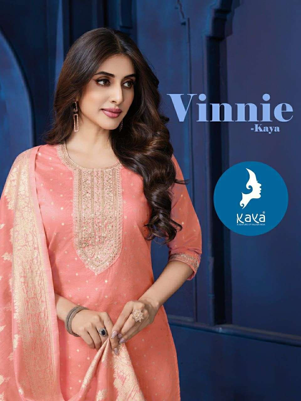 KAYA KURTI VINNIE STRAIGHT CUT CHANDERI JAQUARD DESIGNER STI...