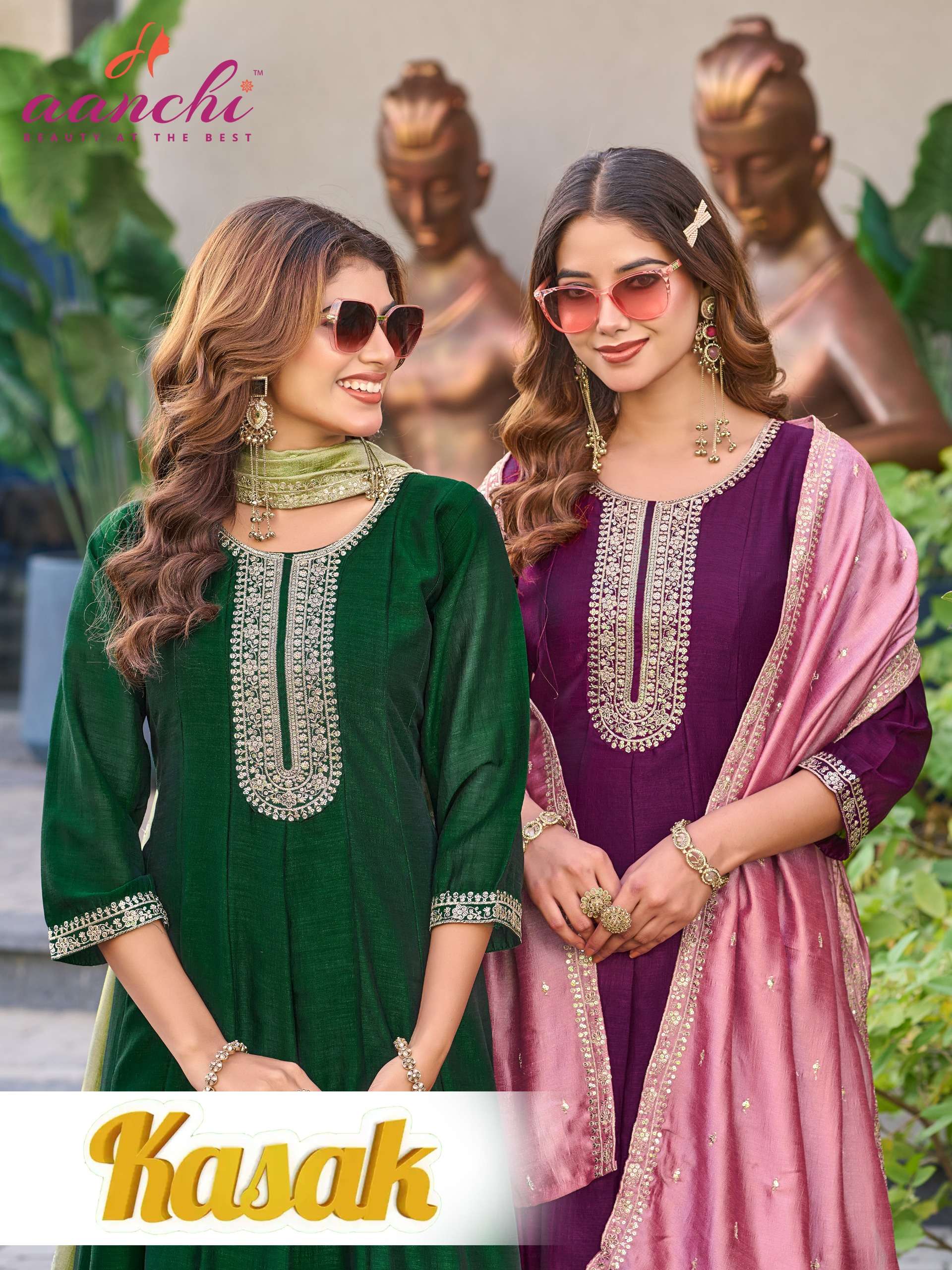 KAYA KURTIS KASAK VICHITRA SILK DESIGNER ANARKALI TYPE SUIT ...