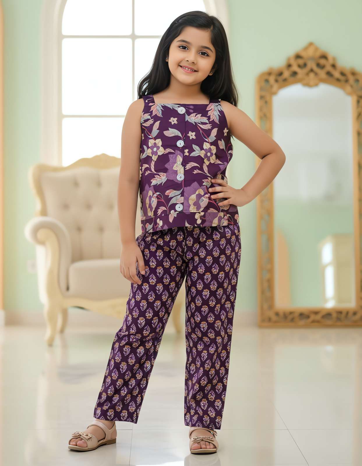 KIDS GIRLS COTTON WESTERN CROP WITH PENT TO FESTIVAL CLOTH S...