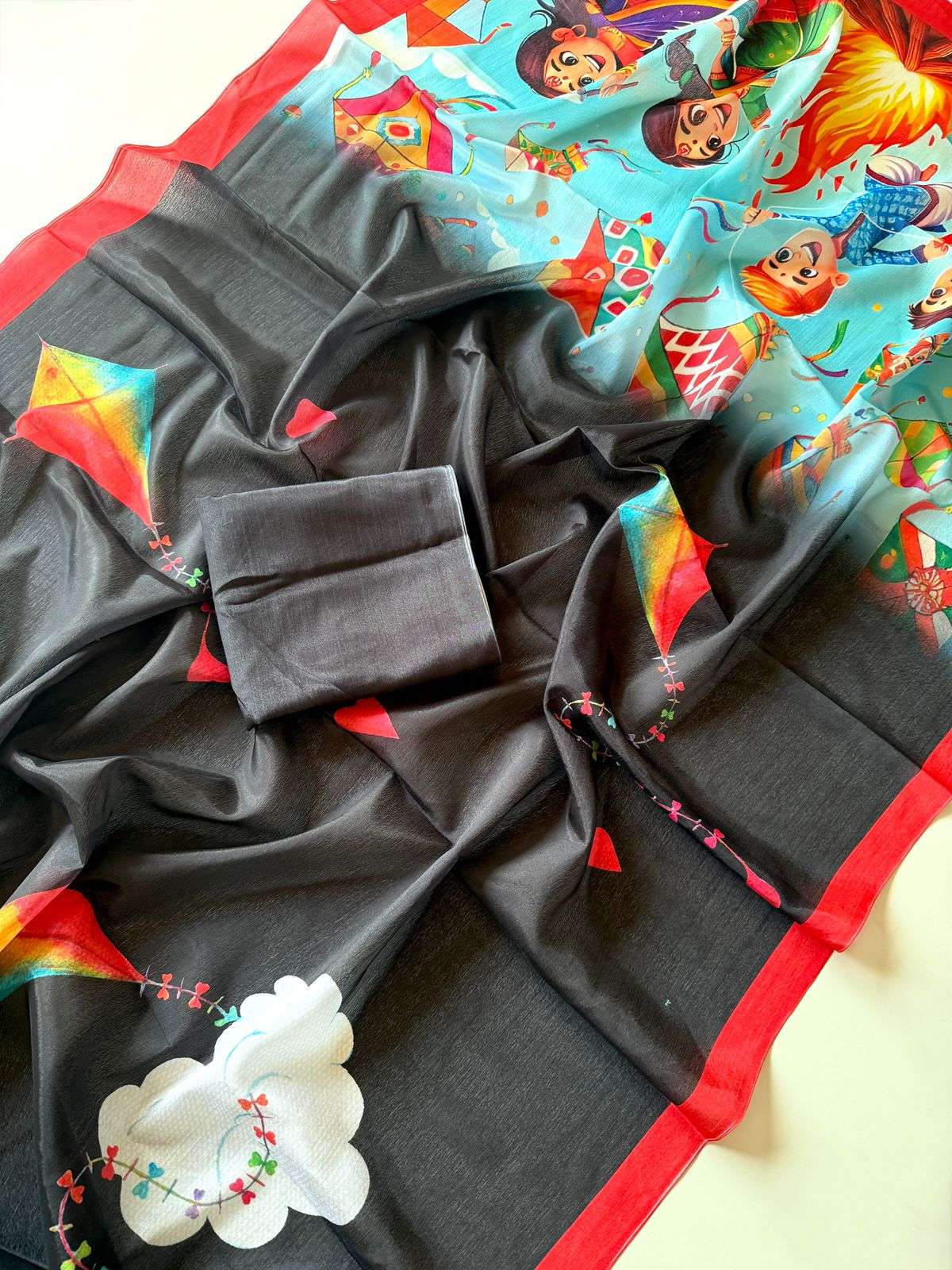 Kite festival special black Chinon Silk With Kits Special Pr...