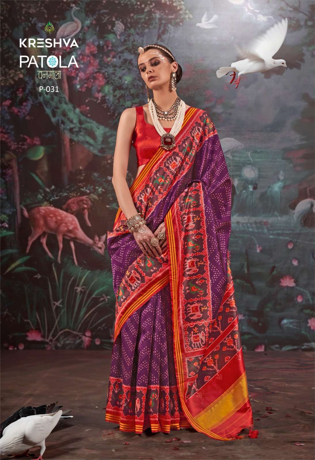 Kreshva Patola Vanmala Soft Silk Double ikkat function speci...
