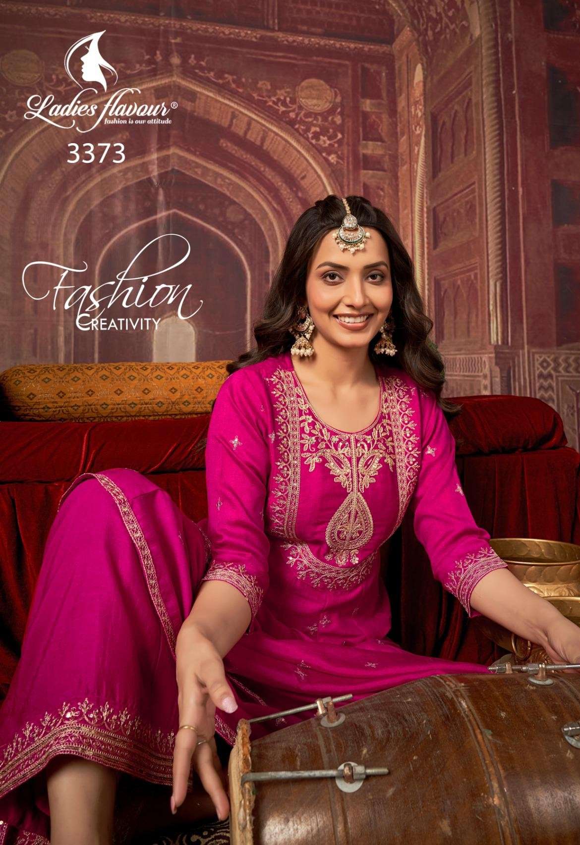 LADIES FLAVOUR 3373 To 3375 BLOOMING EMBROIDER WORK SALWAR S...