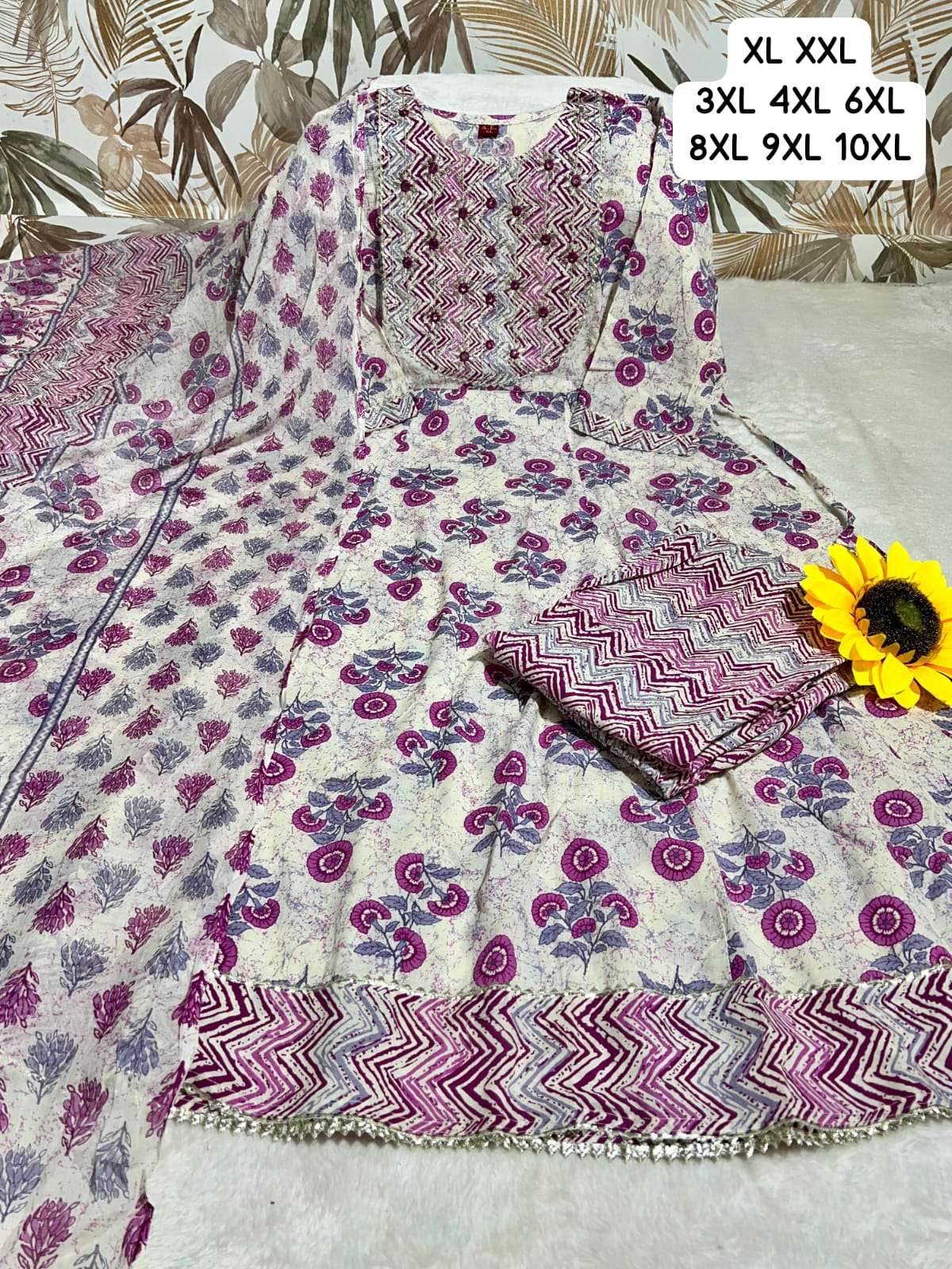 LATEST COTTON ANARKALI KURTI PANT DUPATTA REGULAR INDIA CLOT...