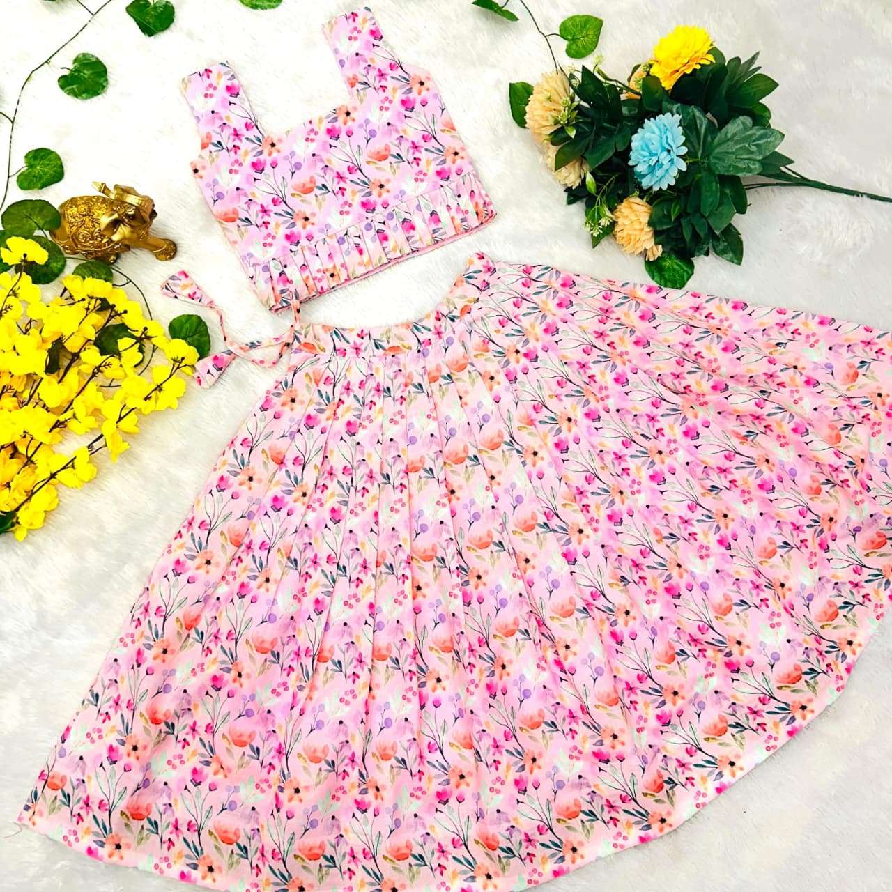 little Baby Girl Pink Shades COtton Fabric Ready made Skirt ...