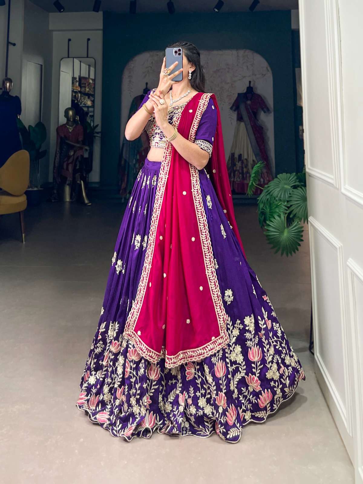 LNB 1414 Royal Purple Shades Heavy EMbroidery Work Function ...