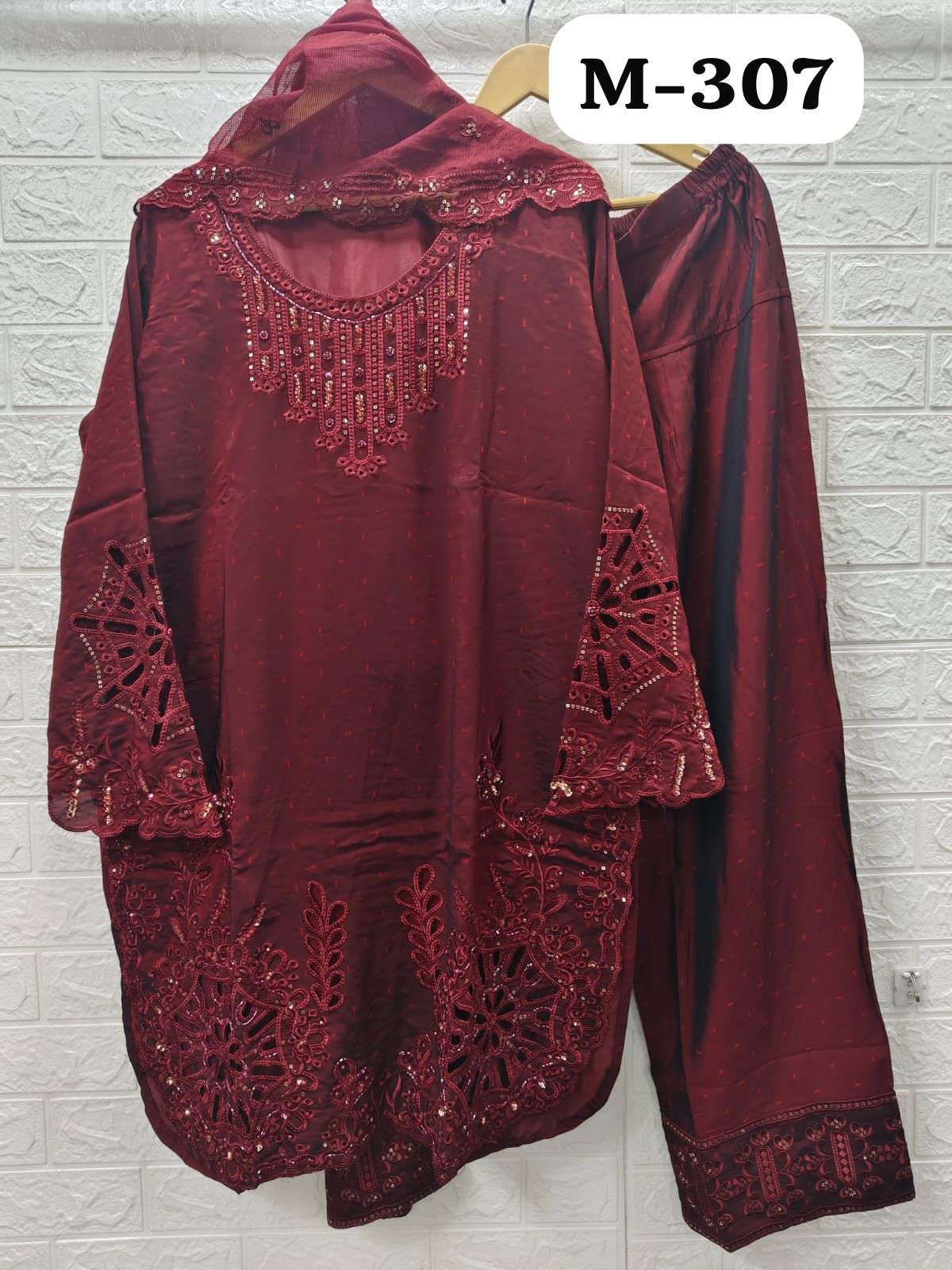 MARYAM LUXURY PRET 307 READYMADE PARTY WEAR SIFFLI WORK SUIT...