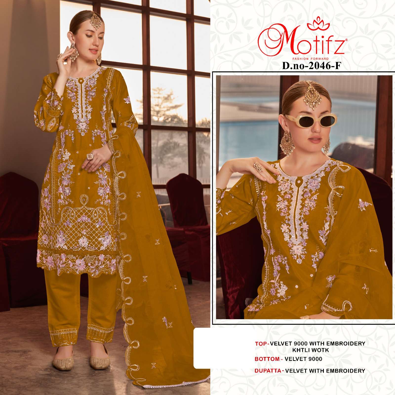 MOTIFZ 2046 WINTER WEDDING & FESTIVAL VELVET KHATLI WORK SUI...