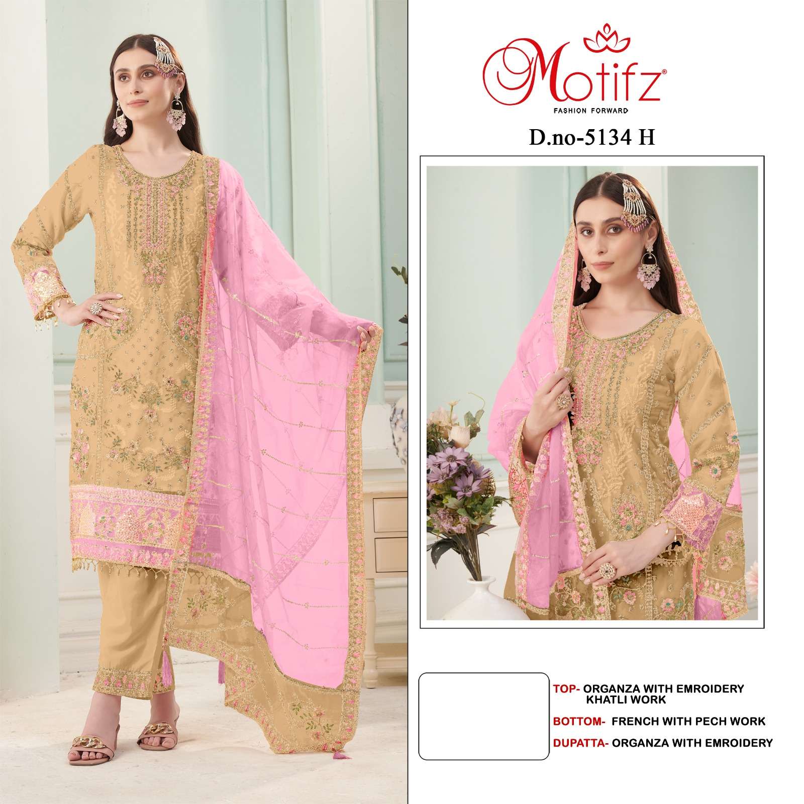 MOTIFZ 5134 PAKISTANI COPY WEDDING WEAR PRETTY EMBROIDERY KA...