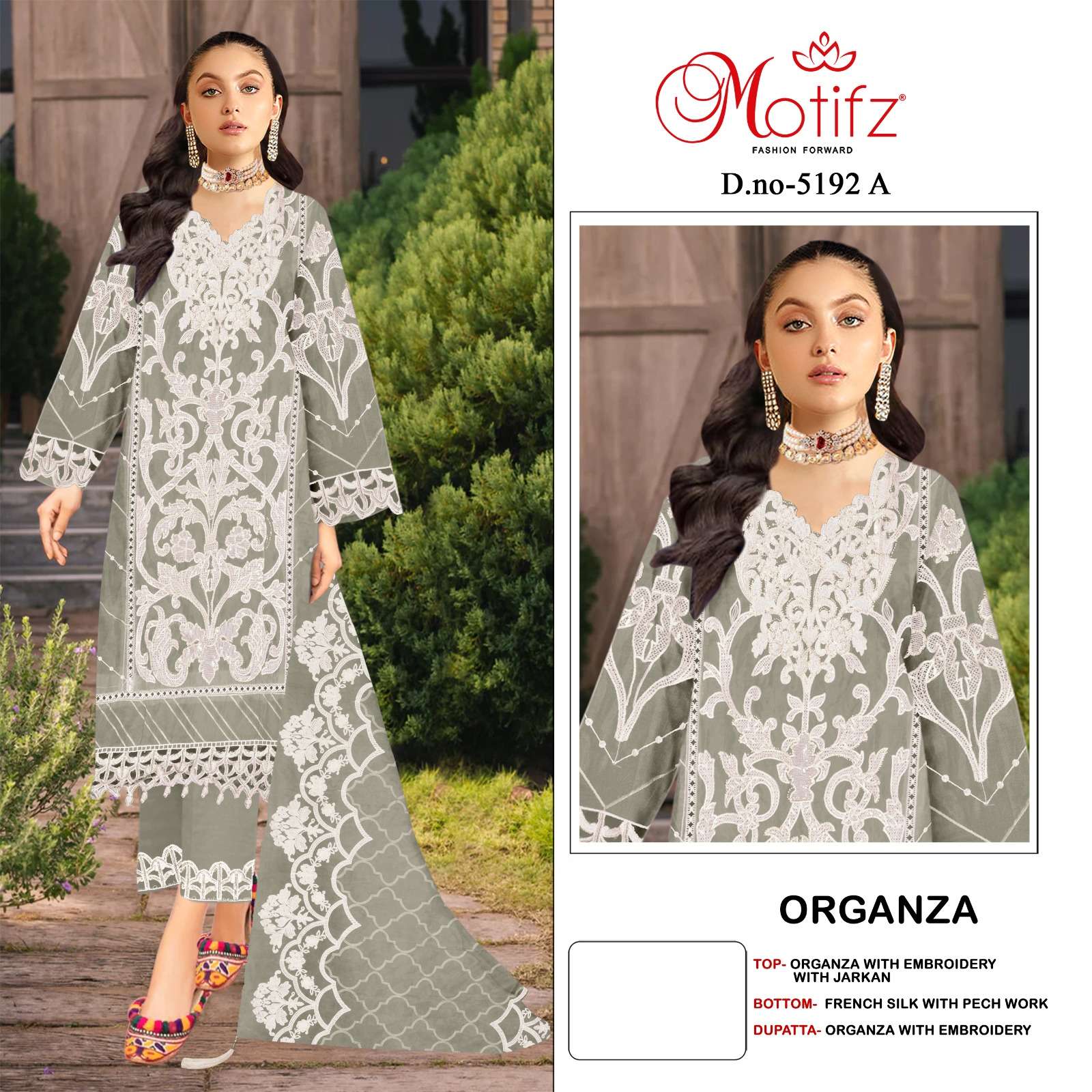 MOTIFZ 5192 ORGANZA WITH DESIGNER EMBROIDERY PAKISTANI STYLE...