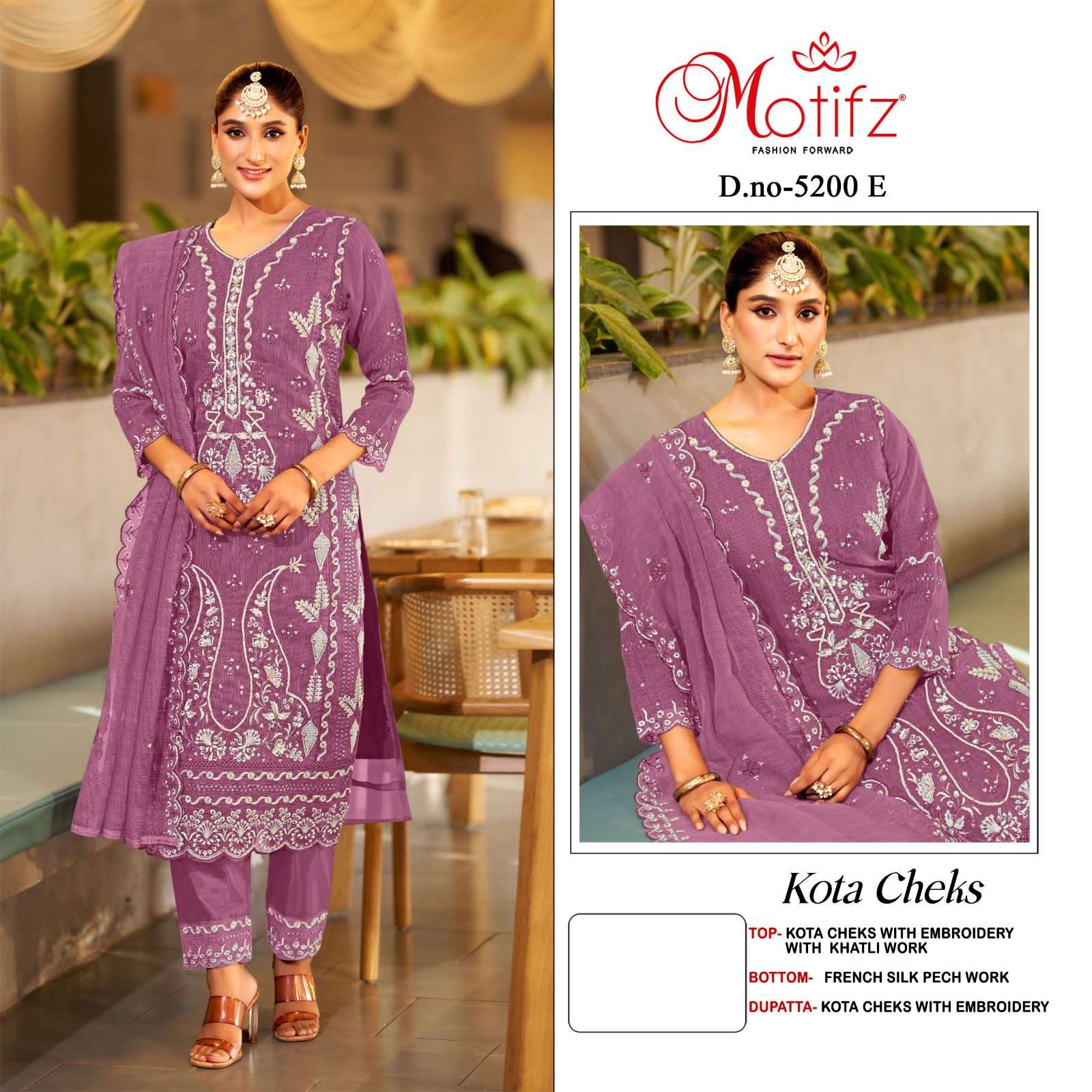 MOTIFZ 5200 C KOTA CHEKS WITH EMBROIDERY SUIT TREND OUTFIT E...