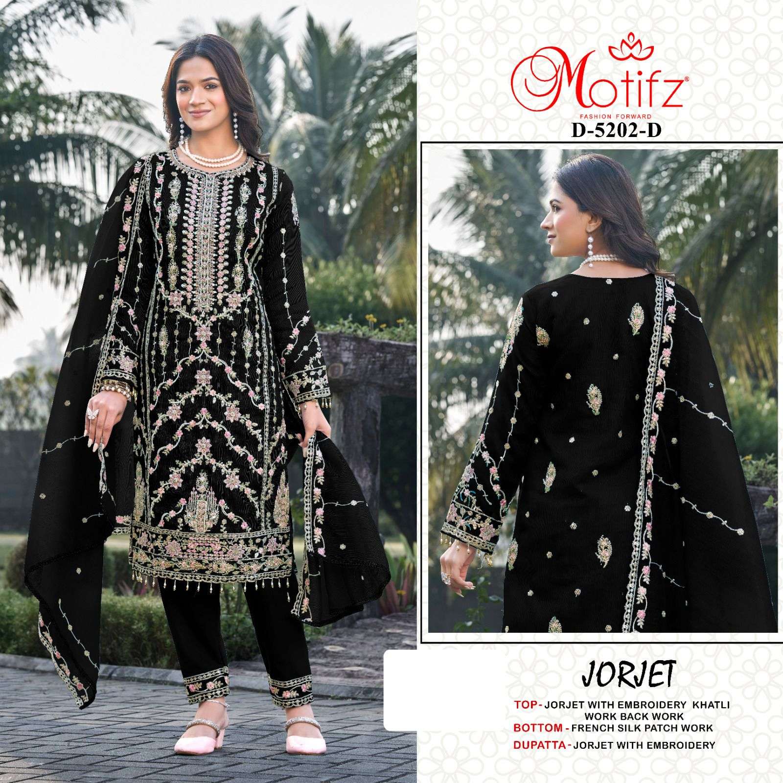 MOTIFZ 5202 GEORGETTE FABRIC HEAVY WORK 3 PIECE SUIT FESTIVA...
