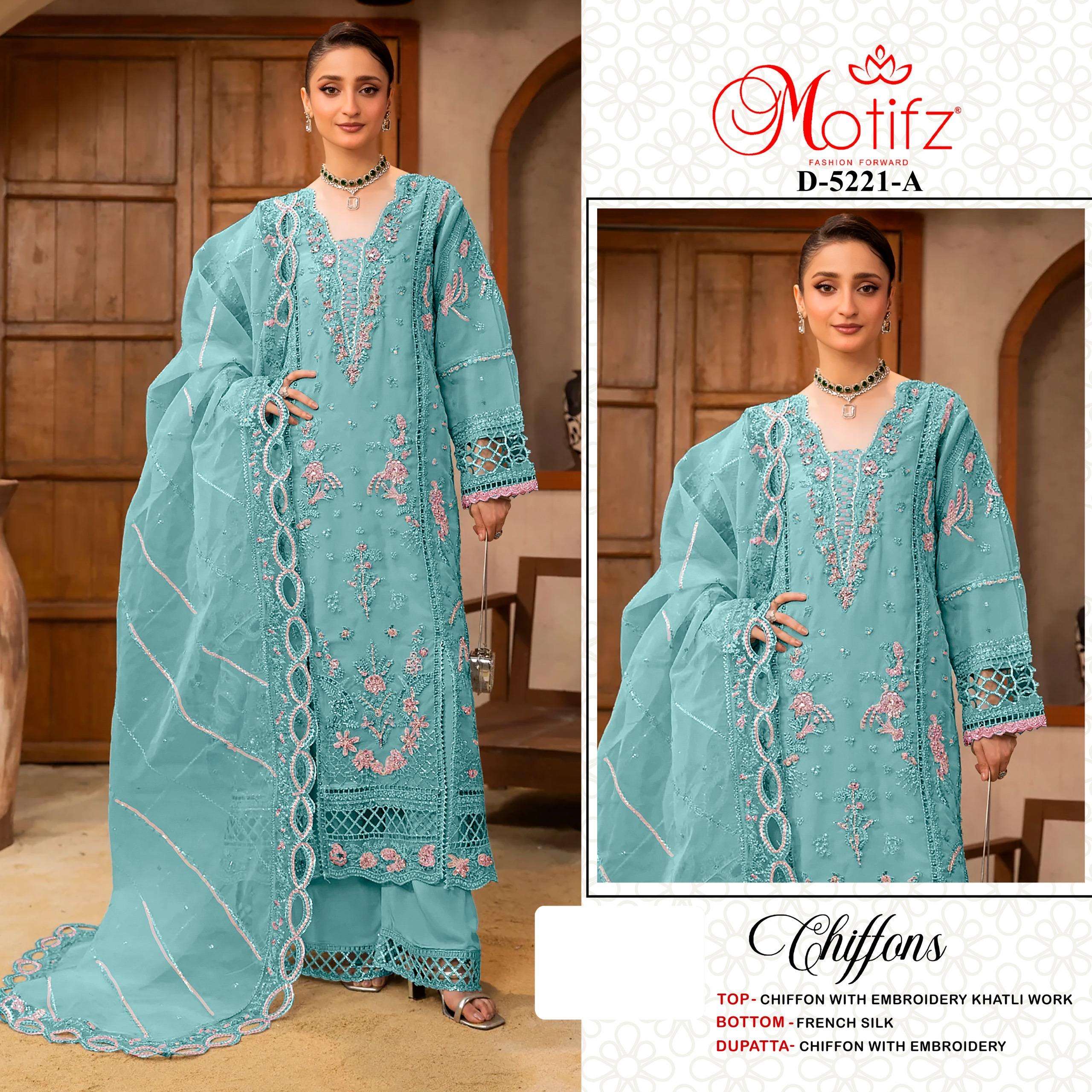 MOTIFZ 5221 SIFFON WITH EMBROIDERY WORK 3 PIECE SUIT FUNCTIO...