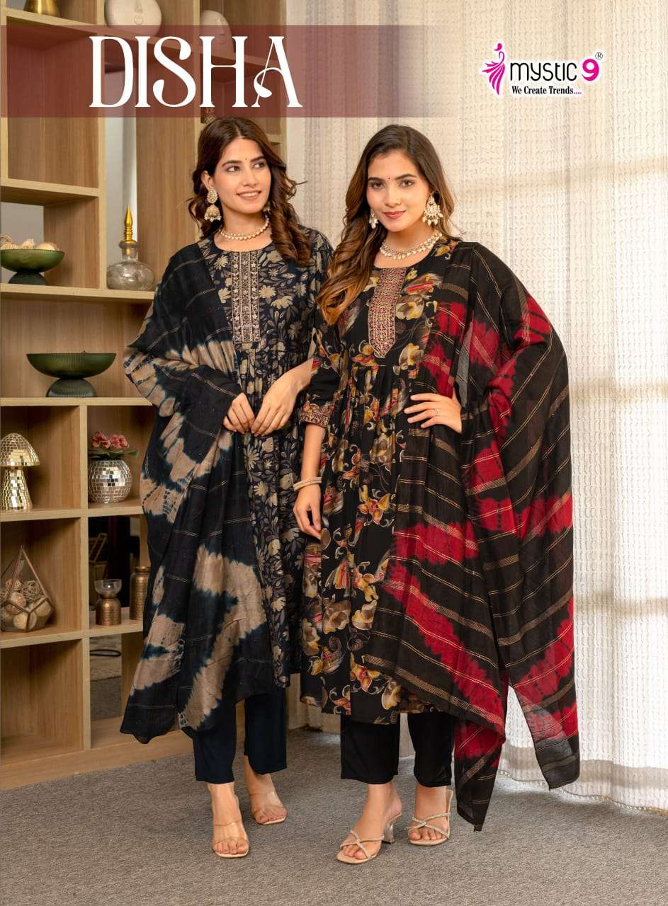MYSTIC 9 DISHA VOL 2 VERTICAN FOIL PRINT UMBRELLA CUT KURTI ...