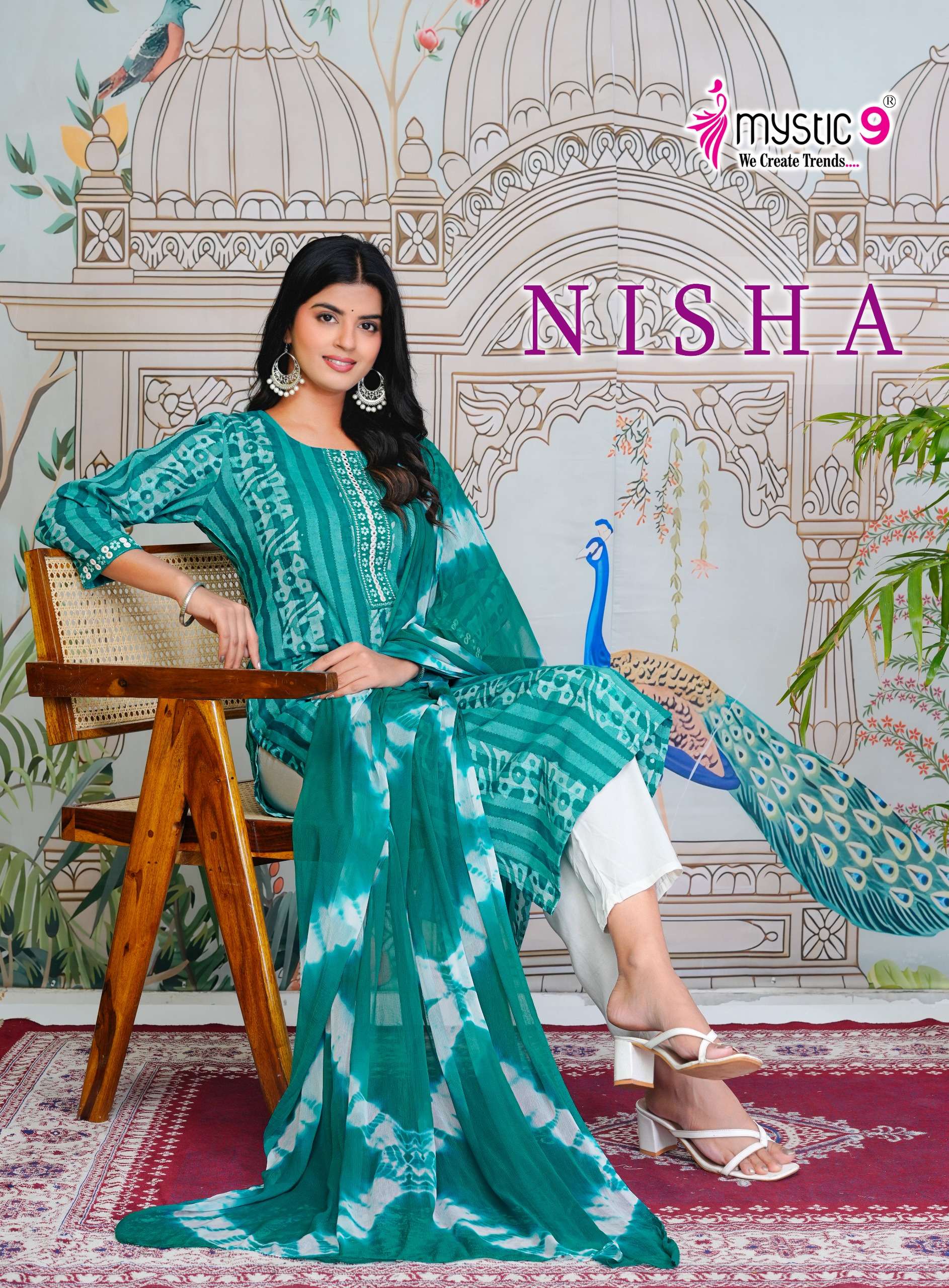 MYSTIC 9 NISHA VOL 1 COTTON BATIK DULL PATTA DESIGN SALWAR S...