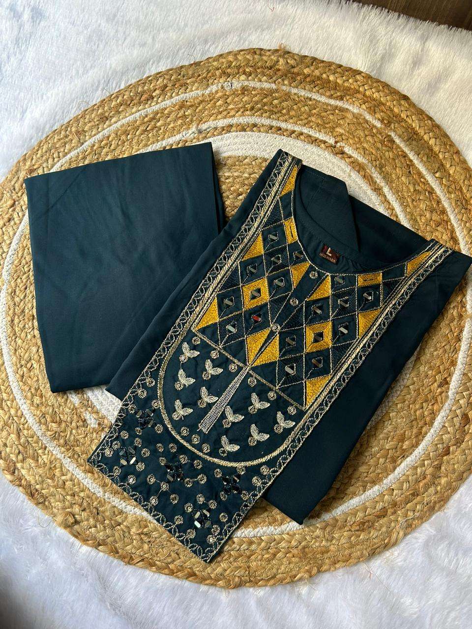 NEW NECK MIRROR DESIGN KURTI PALAZZO CORD SET FASHION DEALER...