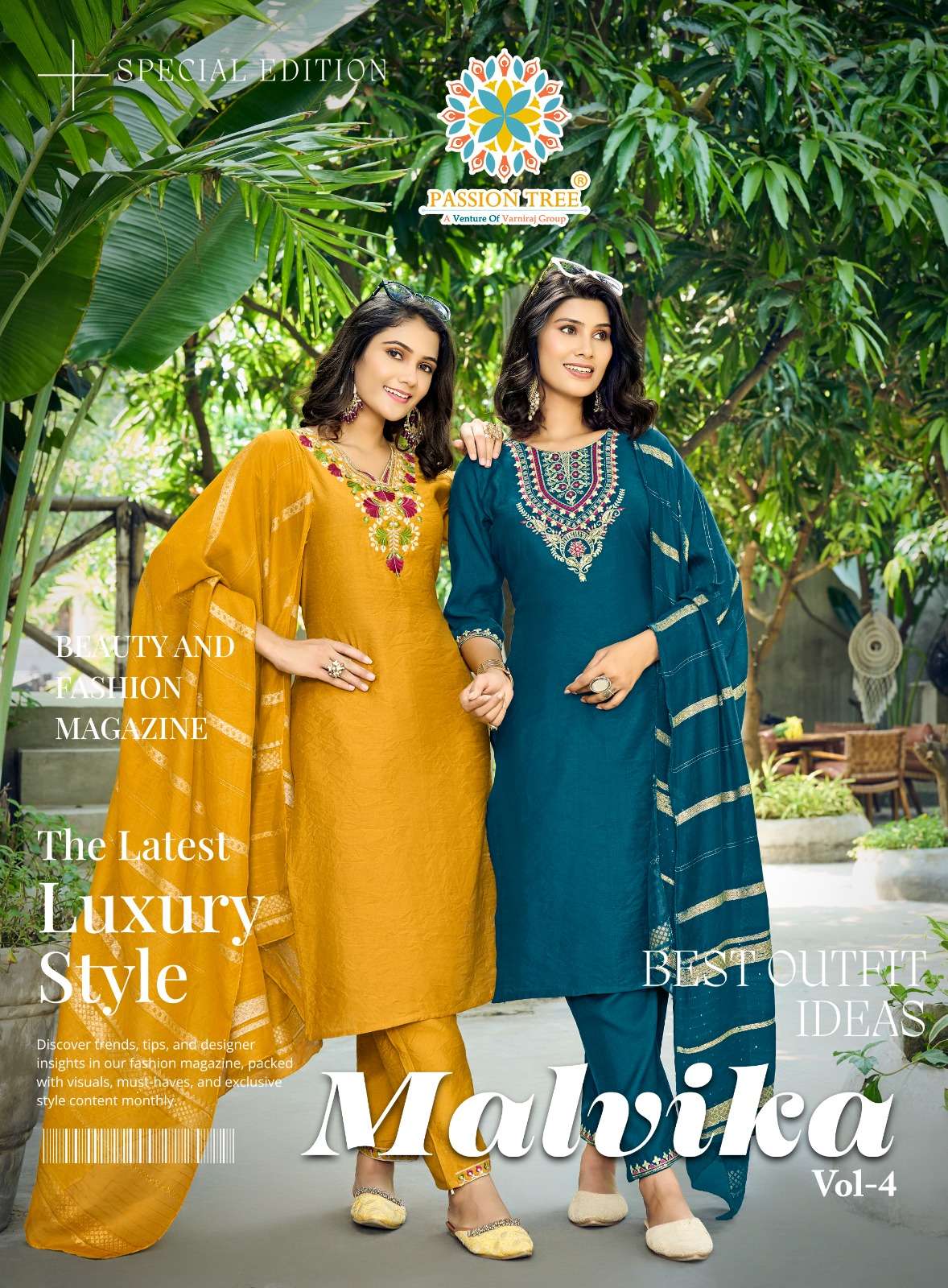 PASSION TREE MALVIKA VOL 4 STRAIGHT KURTI WITH PANT DUPATTA ...