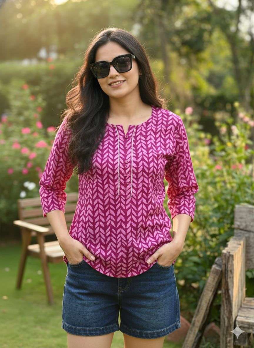 PATTERN COTTON SHORT TOPS FOR GIRL REGULAR WEAR DEALER FF  