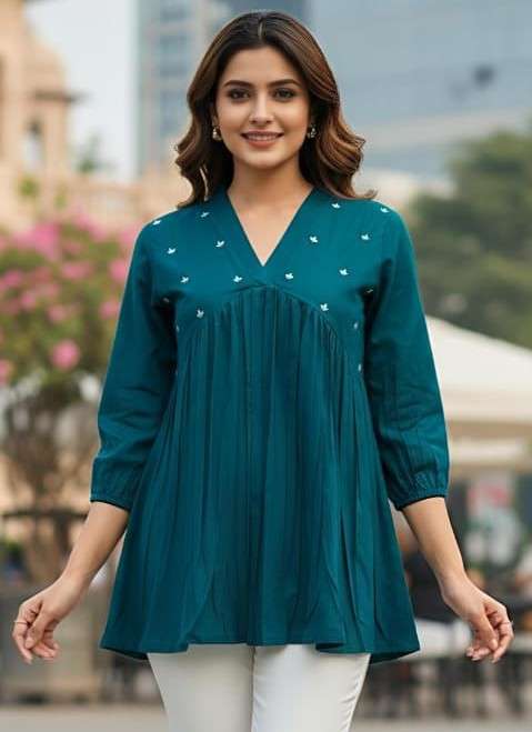 PATTERN SHORT COTTON TOPS SUMMER COLLECTION REGULAR CLOTH FF...