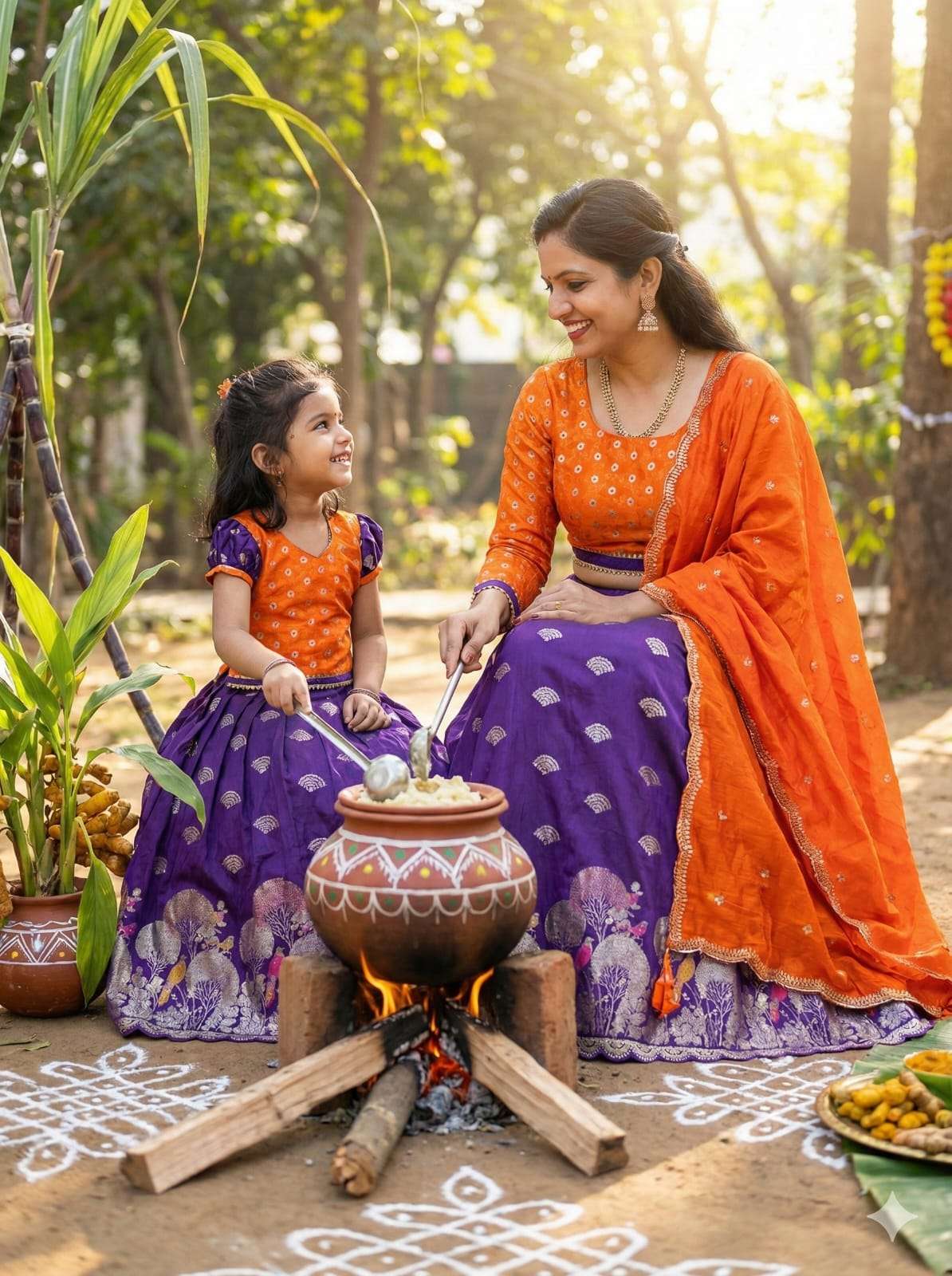 Pongal Mother-daughter Maching Beautiful Lehenga choli Best ...