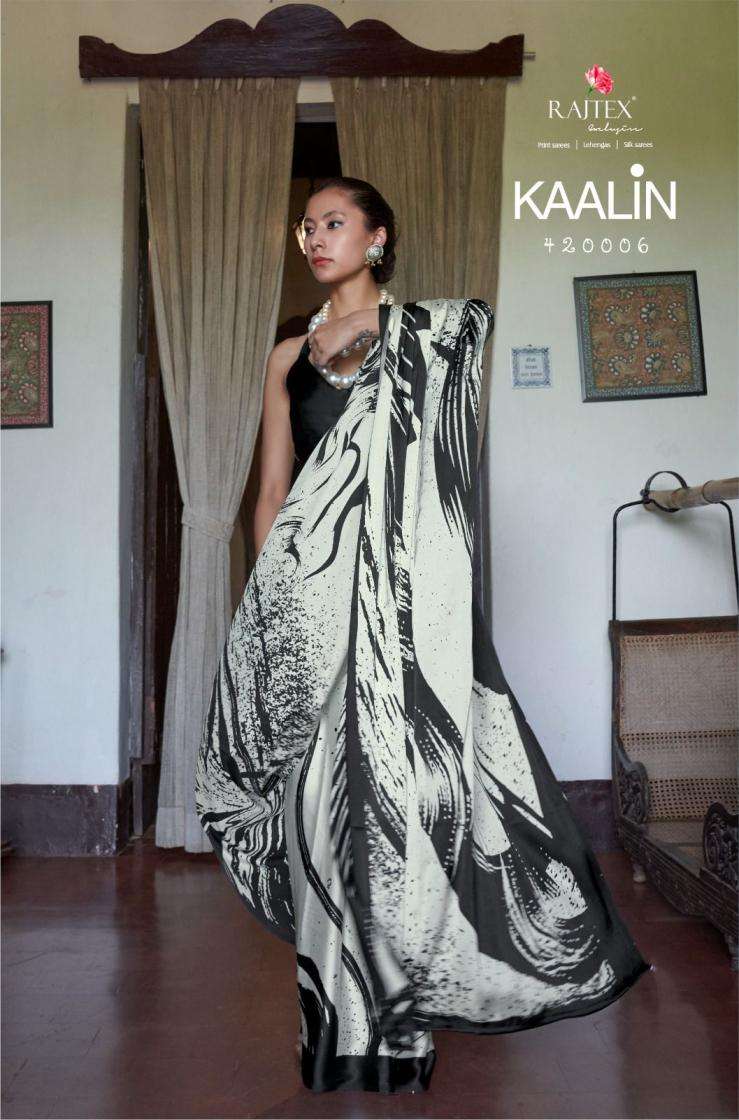 Rajtex Kaalin Attractive Modal Satin Silk Black Colour Party...
