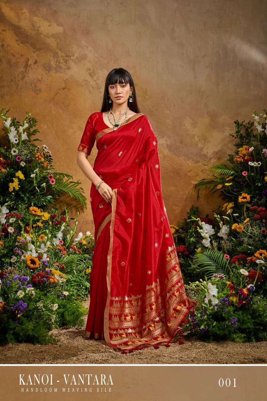 Rajtex Kanoi Vantara Tussar silk Handloom weaving Design sar...
