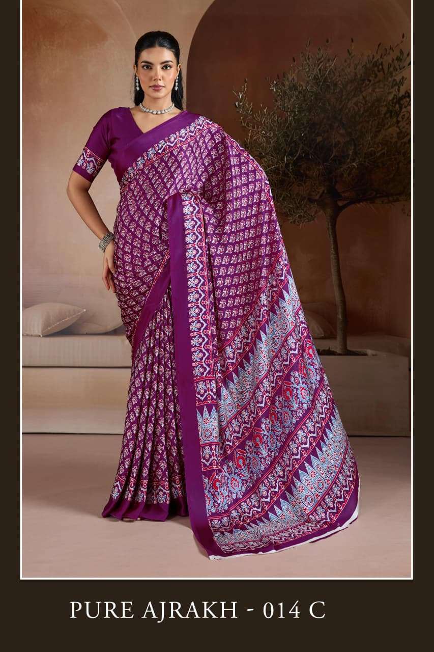 Rajtex pure Ajrakh 014 Satin Silk Ajrakh Design Fancy look s...